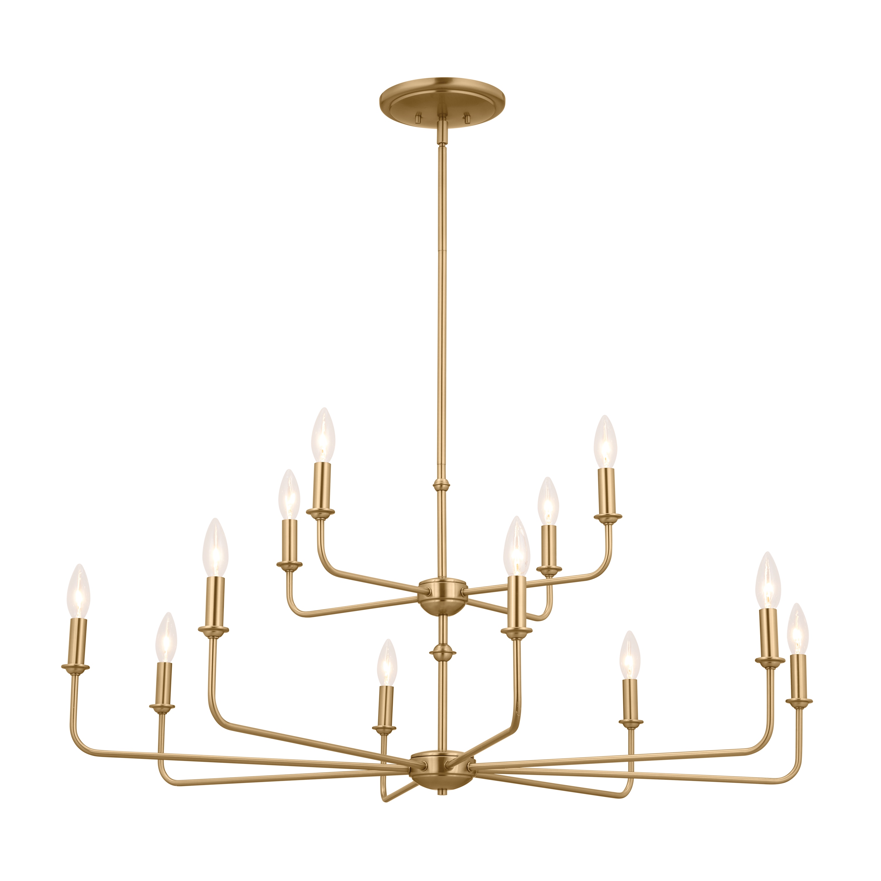 Kichler Pallas 12-Light Brushed Brass Traditional Dry rated Chandelier ...