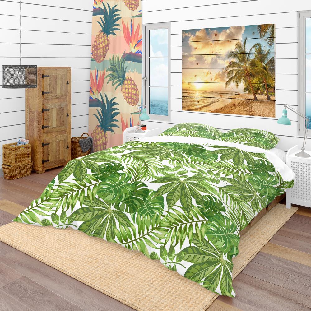 Designart BED18941-Q 3 -Piece Green Queen Duvet cover Set