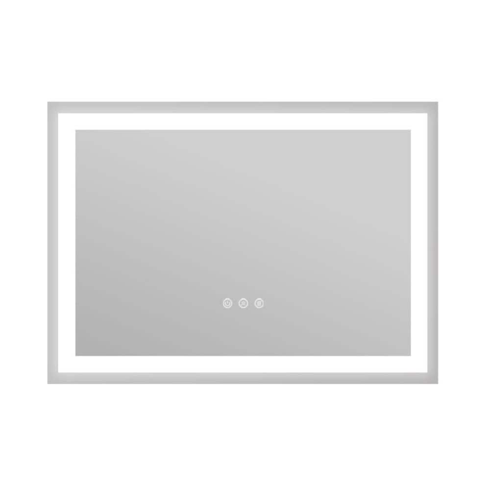 HomLux LMRECTFL4836 Rectangular Frameless AntiFog LED Bathroom Vanity Mirror 48 in. W x 36 in. H 3 Color Temperatures Sliver