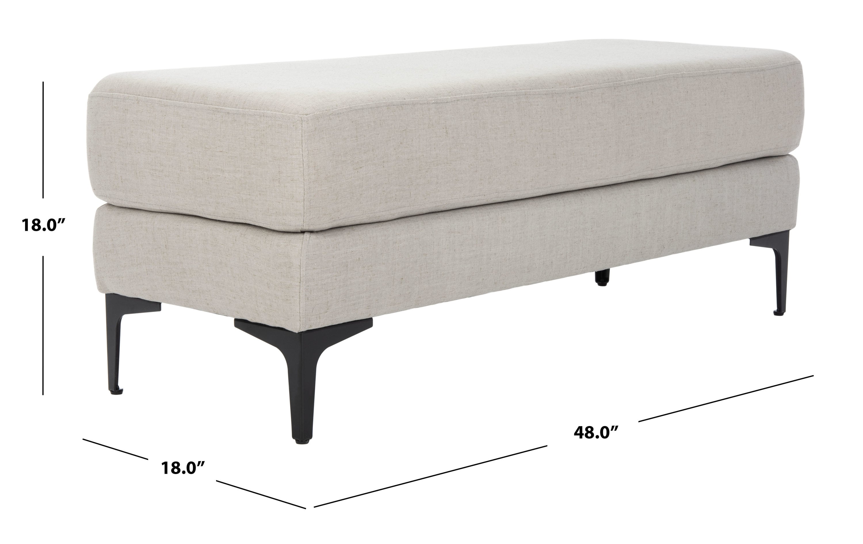 Elsie Transitional Light Grey Linen and Black Wood Bench