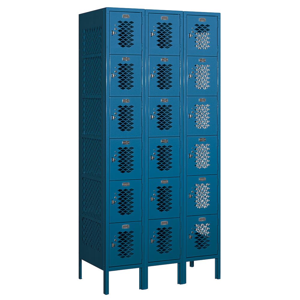 SALSBURY INDUSTRIES 76368BL-U 76000 Series 12" Wide Six Tier Box Style Vented Metal Locker 36-Inches W x 78-Inches H x 18-Inches D Steel Full Storage Lockers