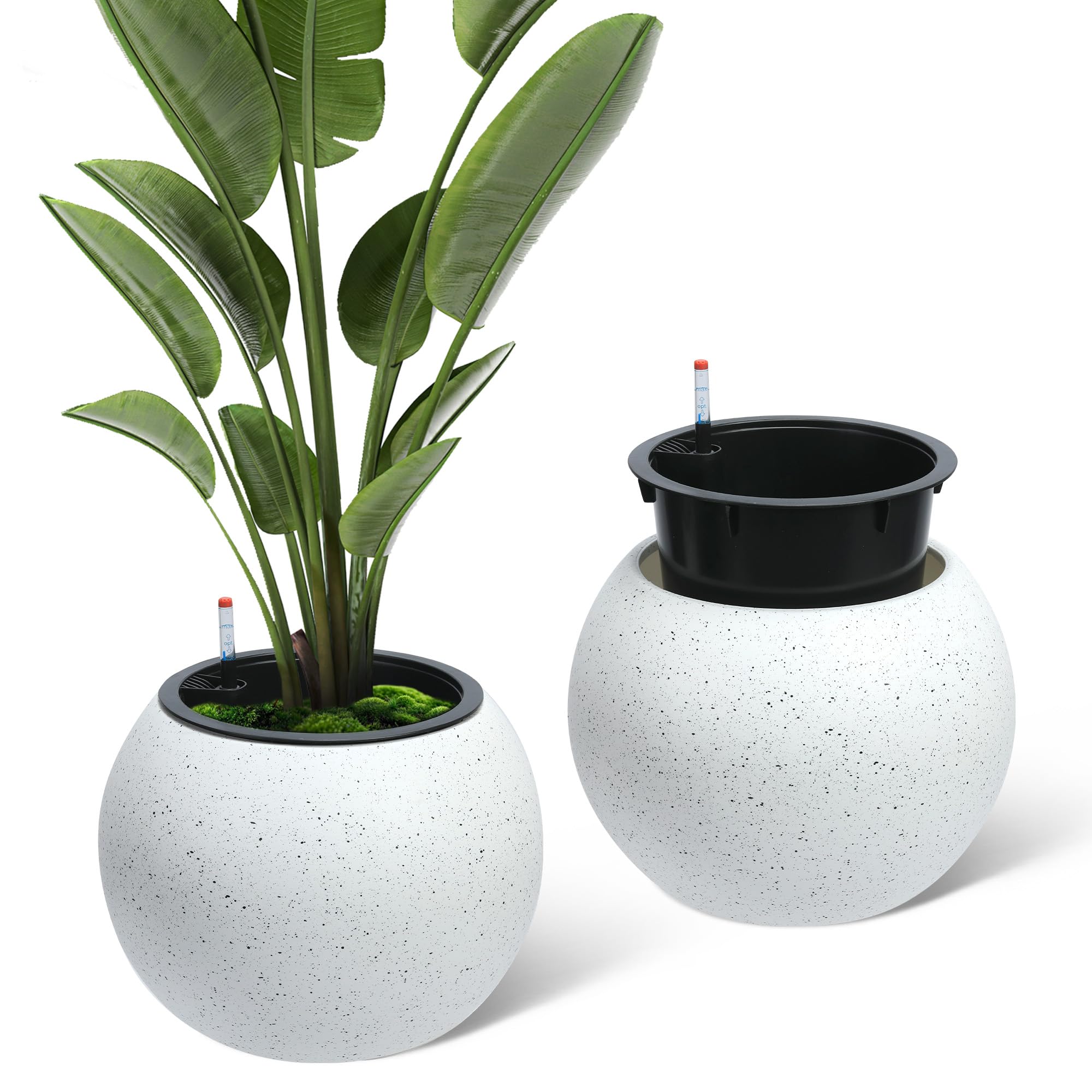 Garvee - 17 inches High Dia Round Self Watering Pots Plant Pots Set of 2 Self Watering Pots for I...