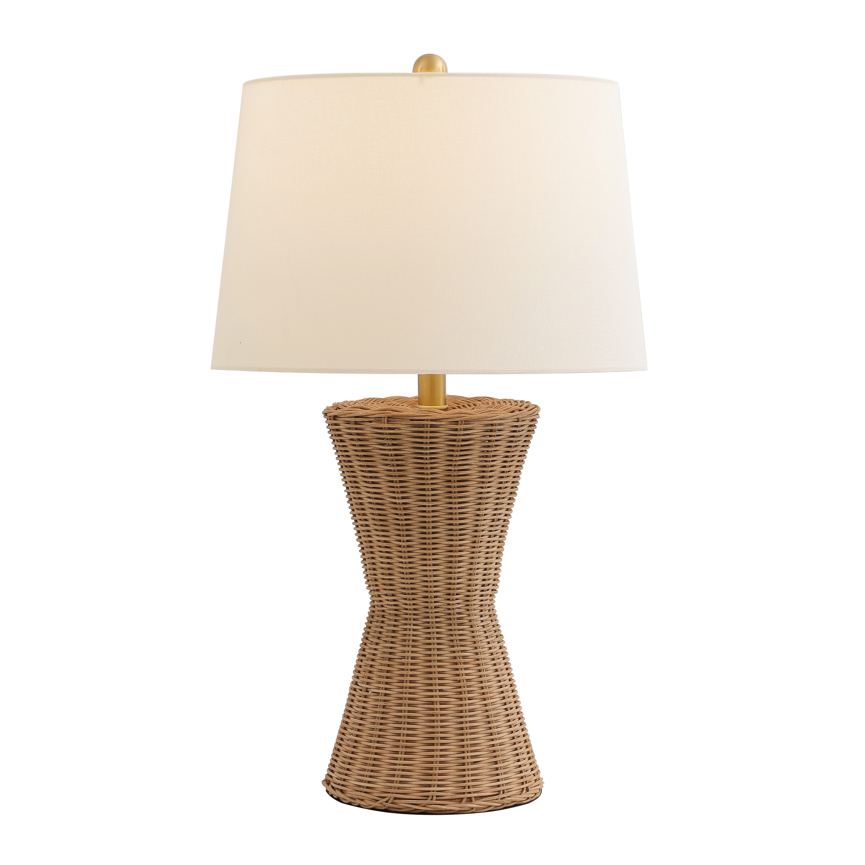 Aitana 26 Inch Natural Rattan Table Lamp with White Cotton Shade