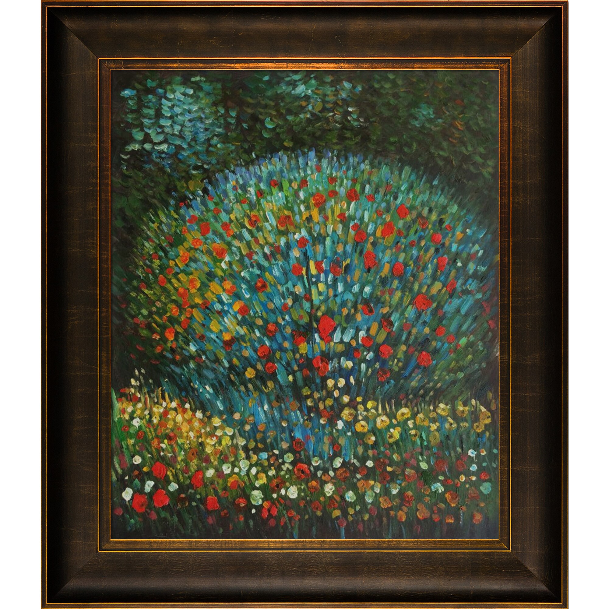 La Pastiche 688576122069 Apple Tree I Gustav Klimt Bronze/Brown Wood Framed 26.5-Inches H x 30.5-Inches W Botanical Canvas Hand-Painted Painting