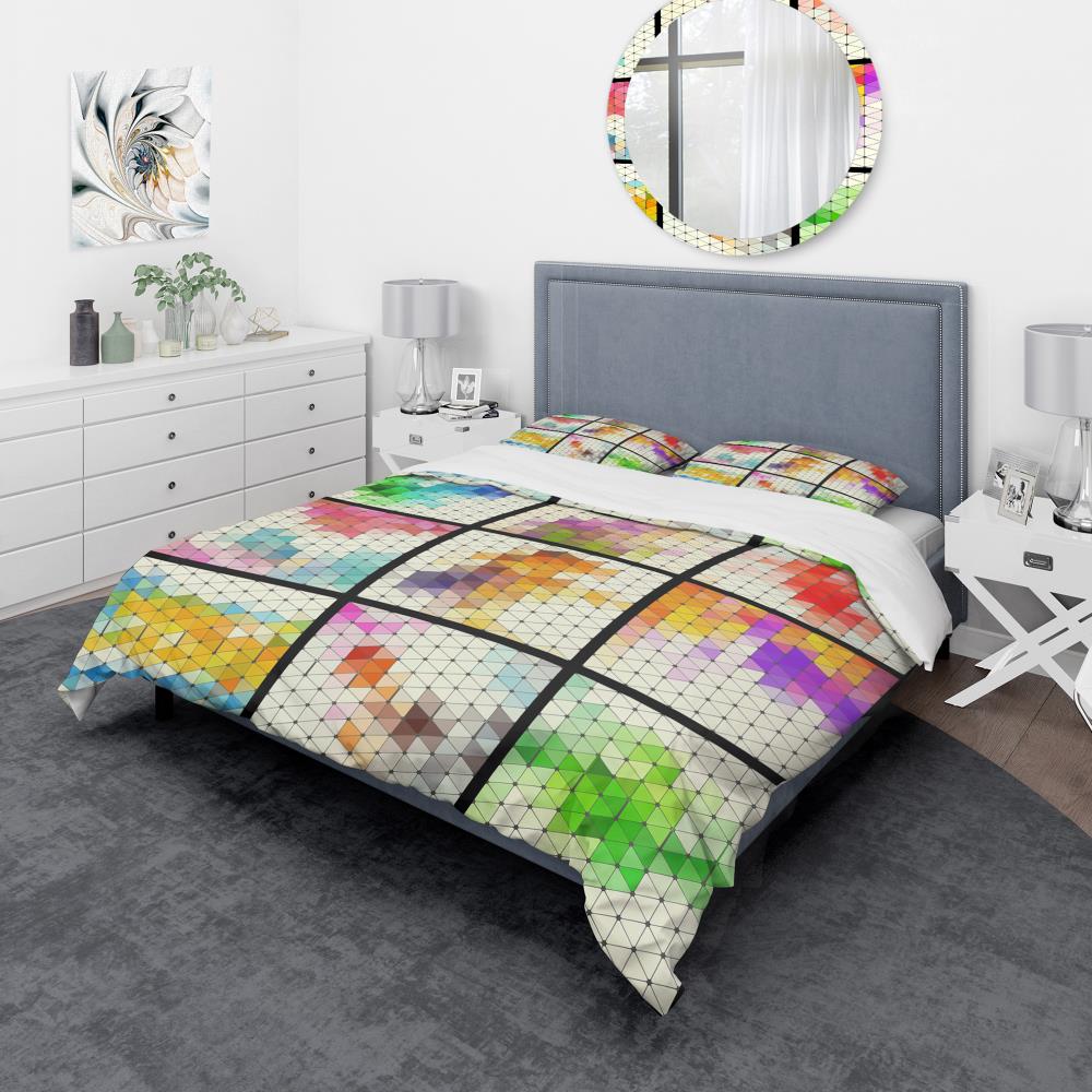 Designart BED19116-K 3 -Piece Yellow and Gold King Duvet cover Set