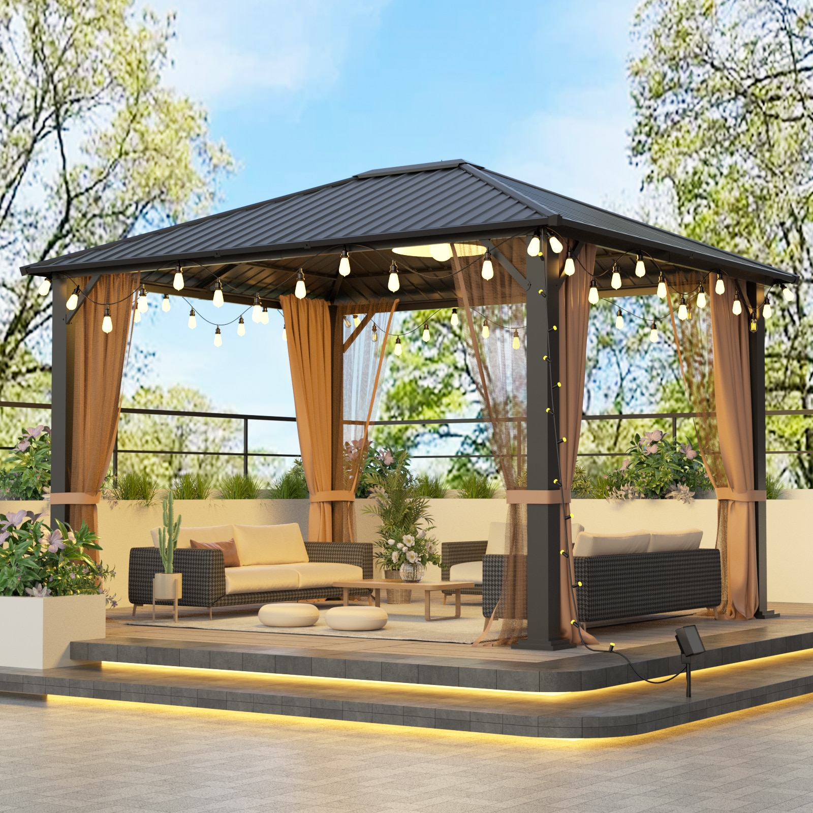 Forclover MONMTM06 12-ft x 10-ft Black Rectangle Semi-permanent Hardtop Roof