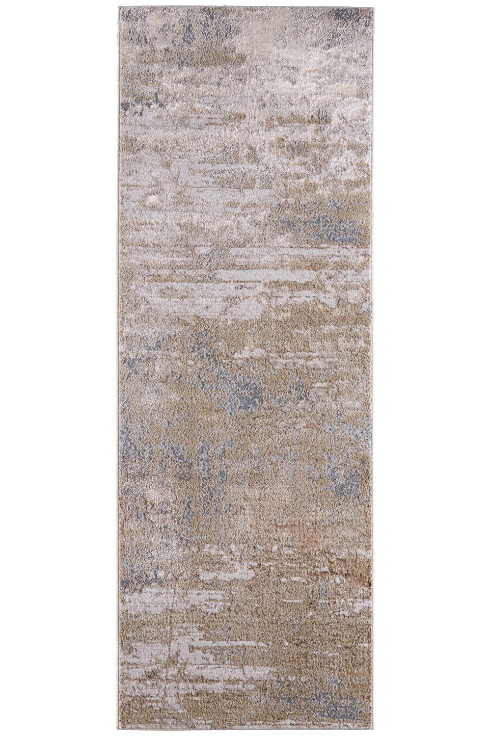 Aura Ivory Gold Gray Synthetic Runner Rug 2'10" x 7'10"