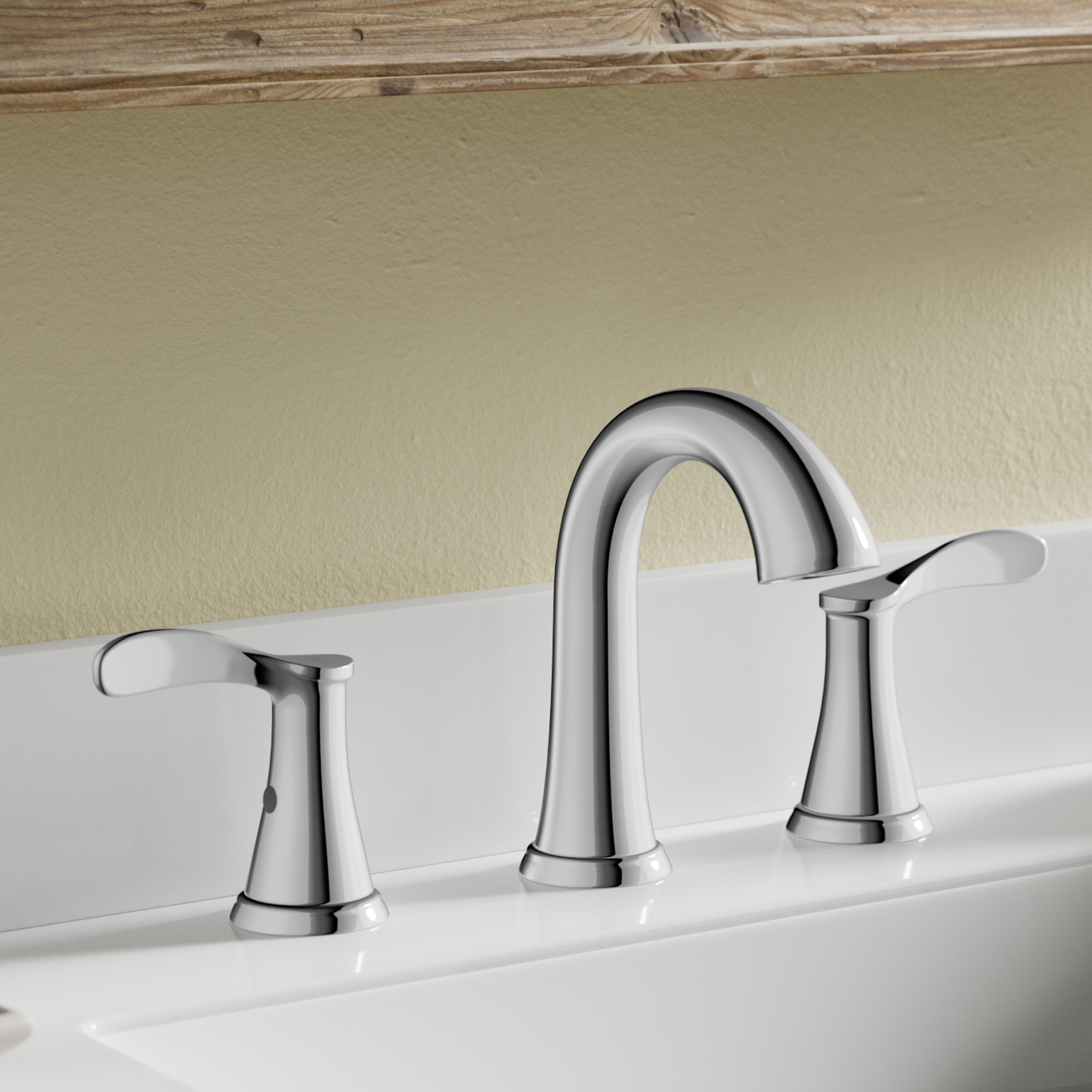 allen + roth FW6AC021CP Rika Chrome Widespread 2-handle WaterSense High-arc Residential Handle Bathroom Sink Faucet with Drain