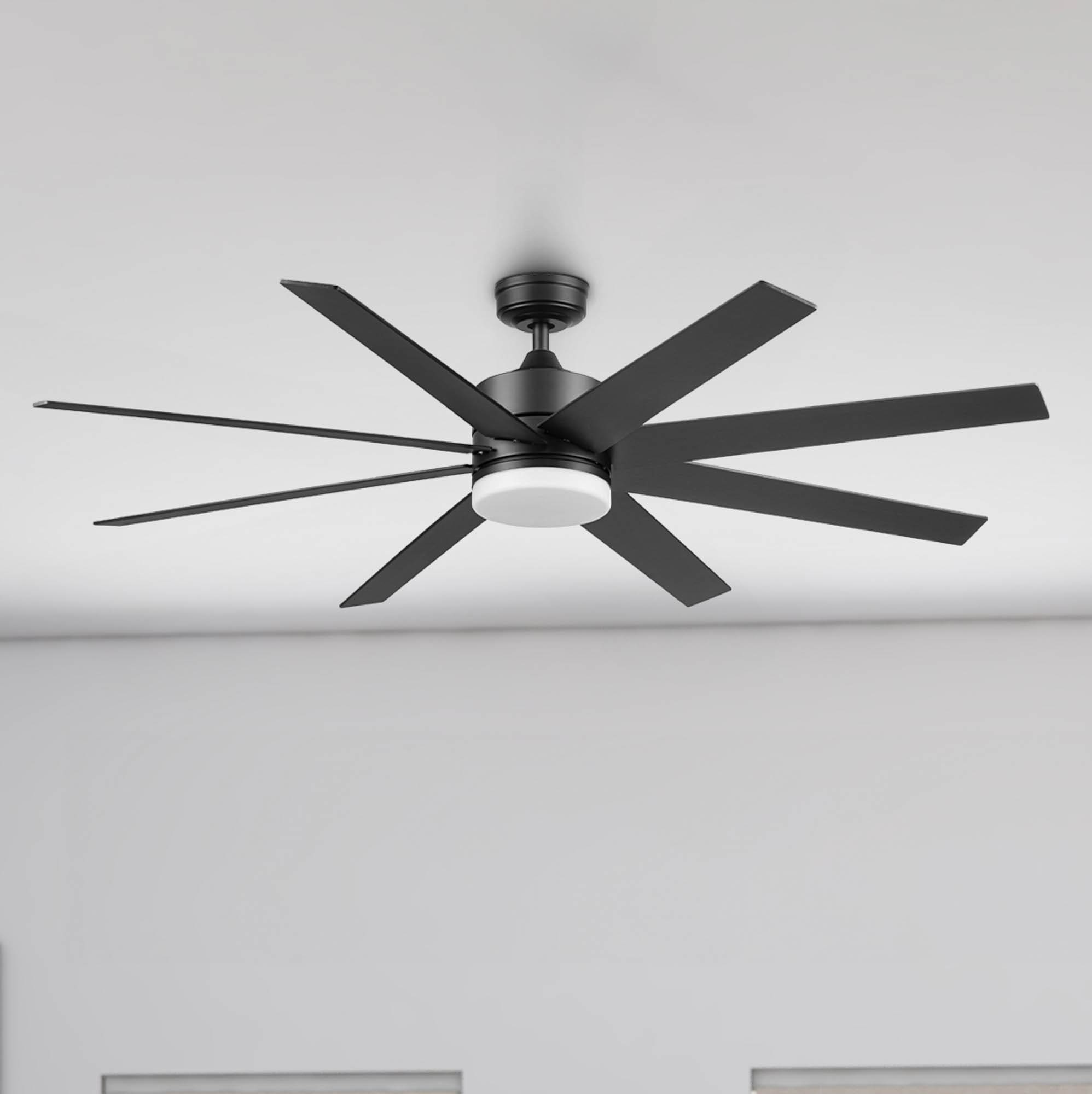 Honeywell 53002-26 Kildee 62-in Color-Changing Integrated LED Outdoor Black with Black/Chestnut Blades Ceiling Fan With Light and Remote ( 8 -Blade )