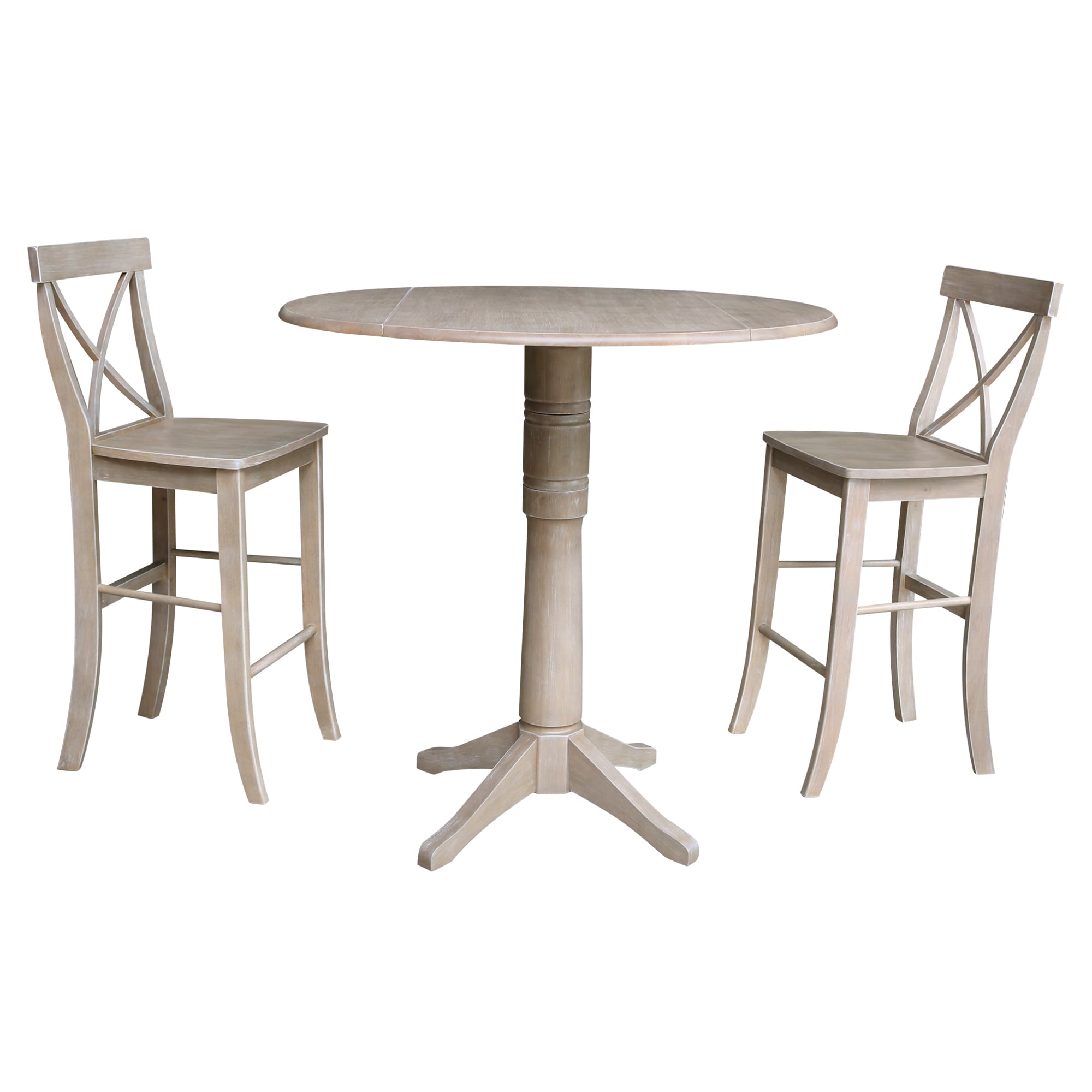 International Concepts K09-42DPT-27-S6133-2 Washed gray taupe Casual Dining Room Set with Round Table ( Seats 4 )