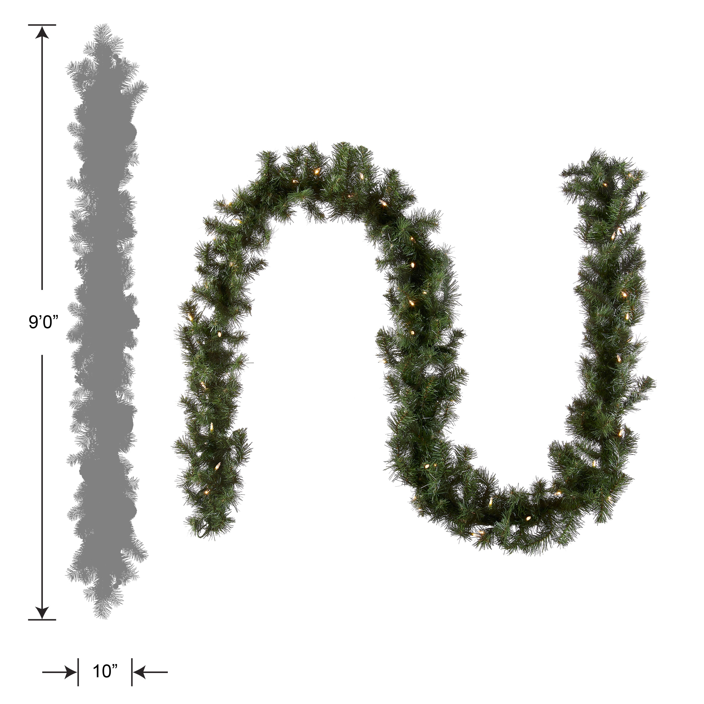 9ft Green Spruce Garland with Dual Color LED Lights