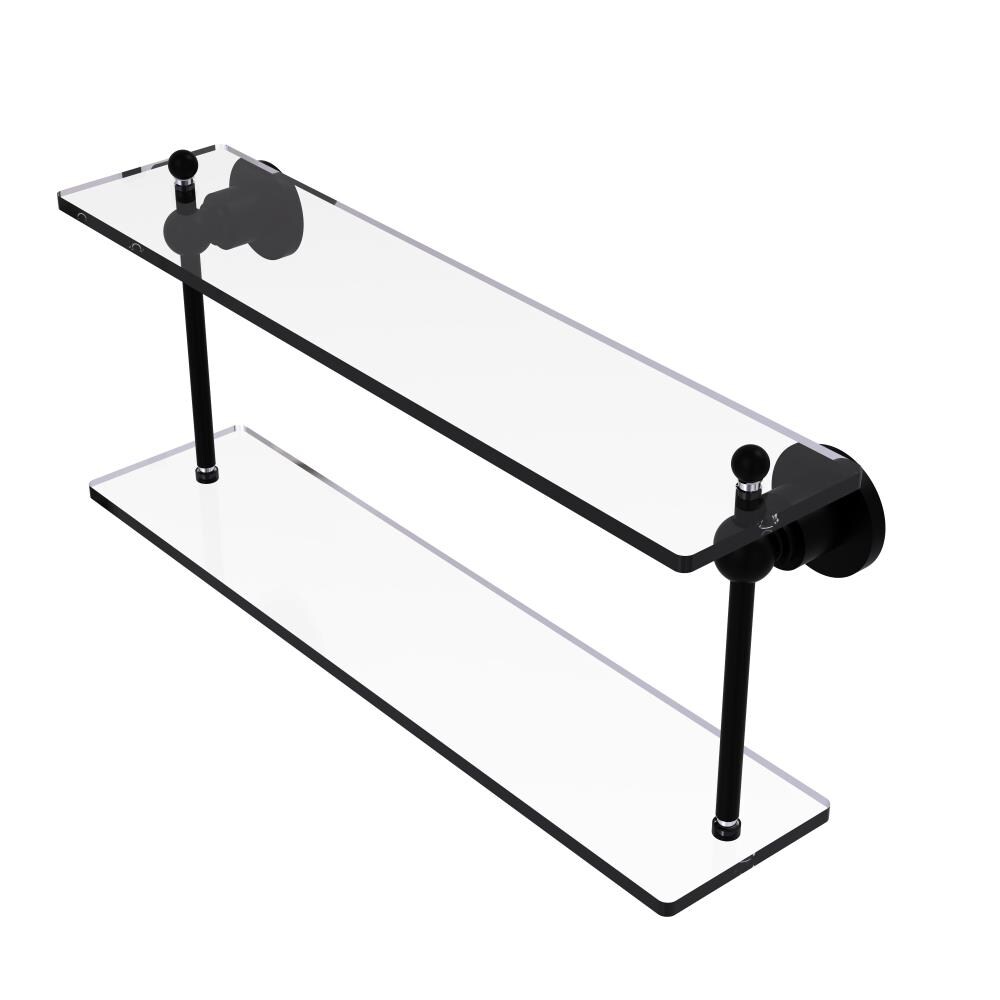 Allied Brass AP-2/22-BKM Astor Place Matte Black 2 -Tier Wall mount Bathroom Shelf ( 22-in x 8-in x 5-in )