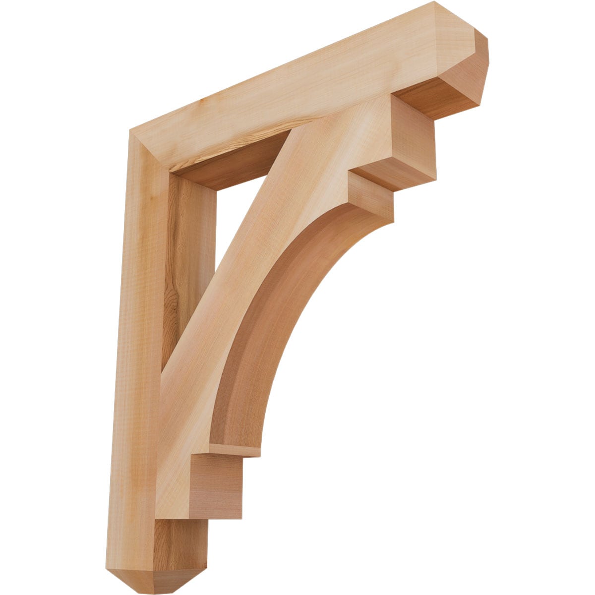 Ekena Millwork BKT04X24X28MRC04SWR Merced craftsman smooth 3-1/2-in x 24-in x 28-in Western red cedar Brown Wood Standard bracket