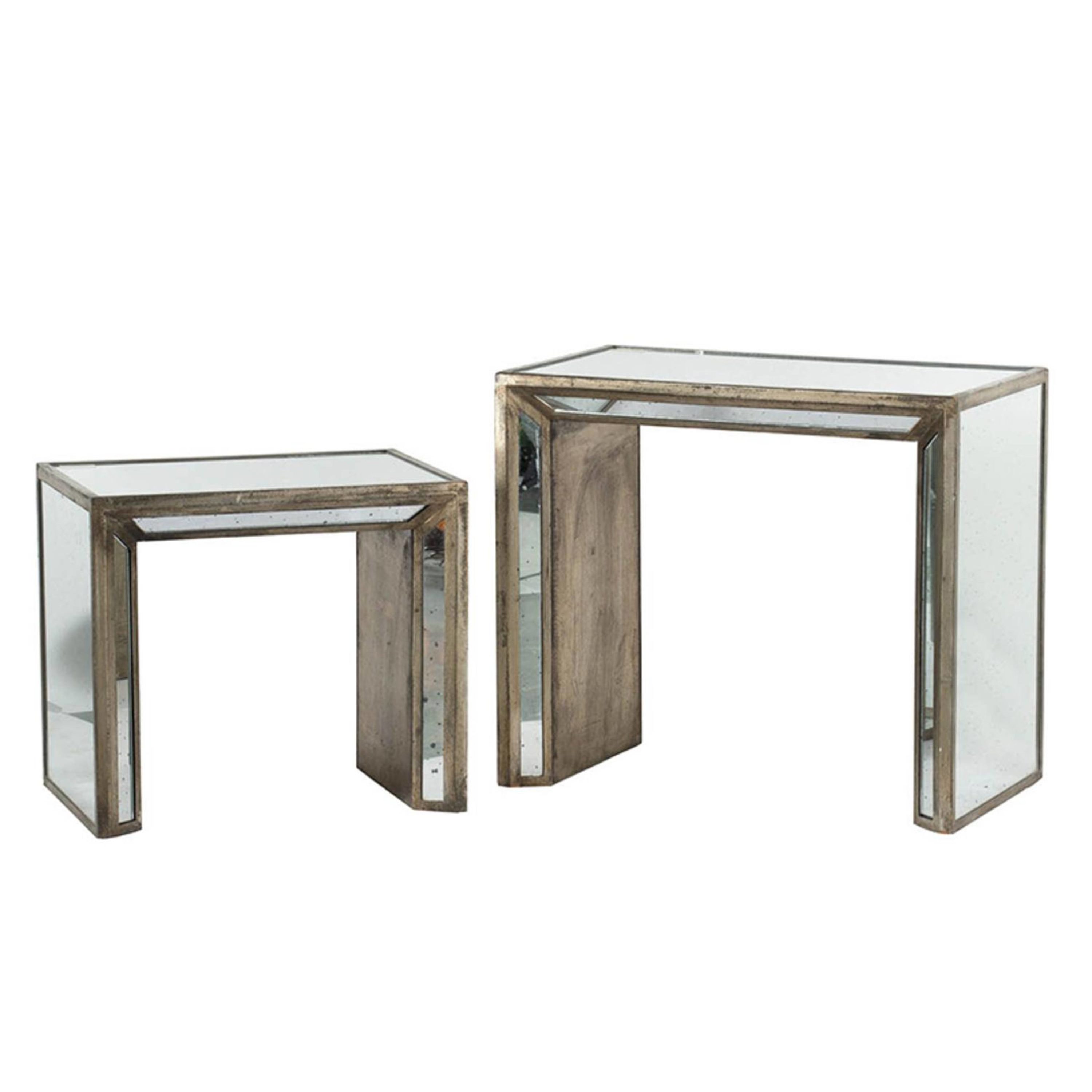 A&B Home 16.2-in W X 24-in H Brown Glass Rustic End Table Fully ...