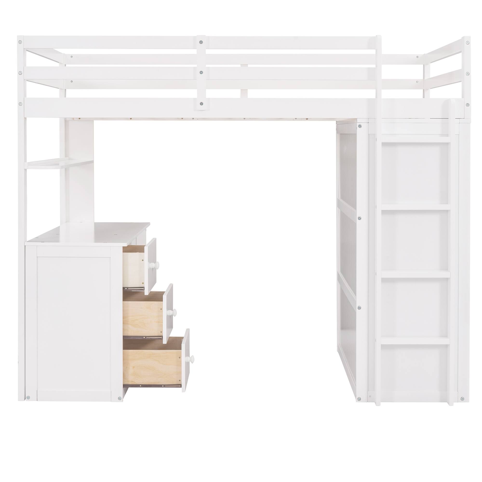 Yiekholo White Twin Loft Bunk Bed in the Bunk Beds department at Lowes.com