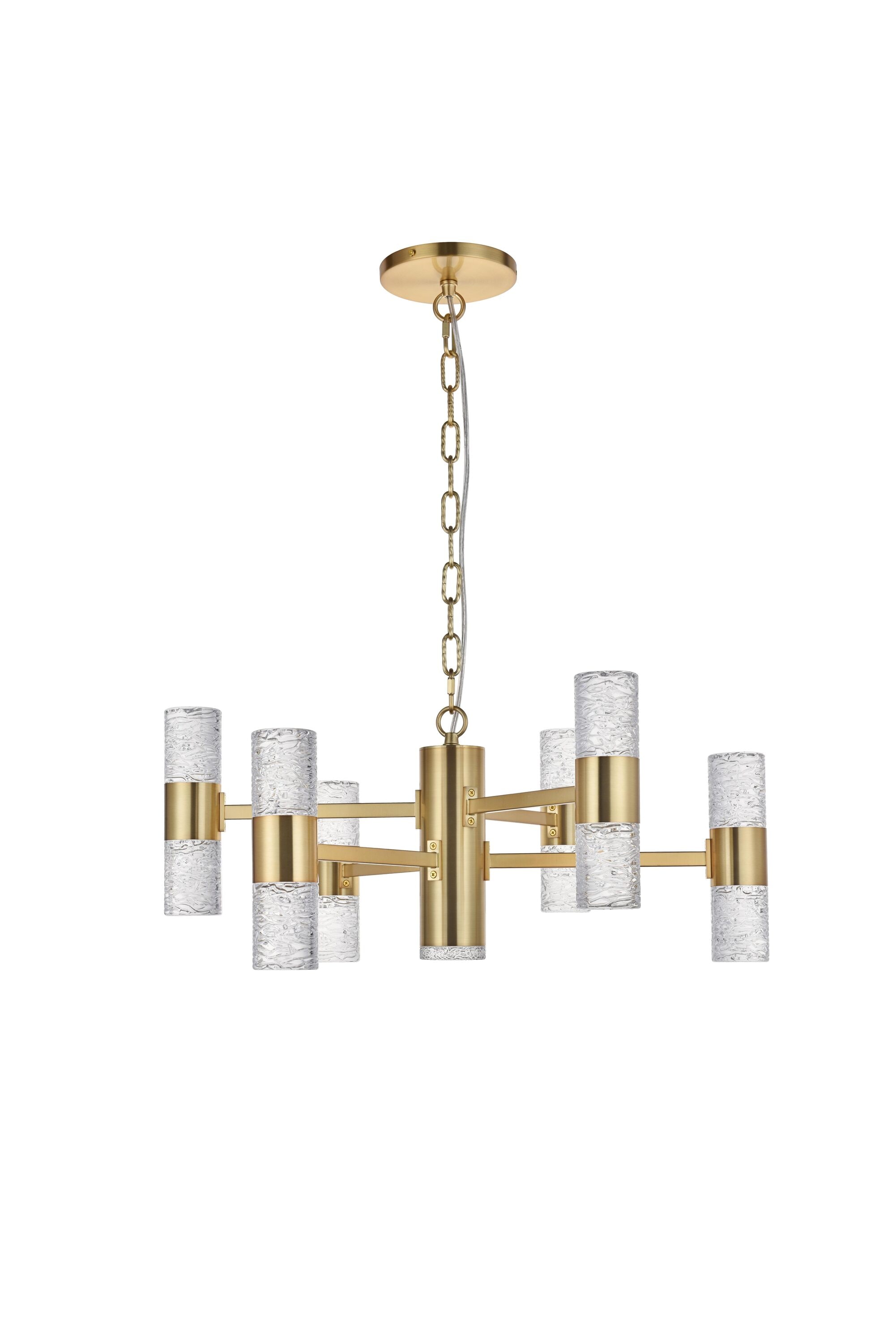 Modern Gold and Clear Glass LED Pendant Light Fixture