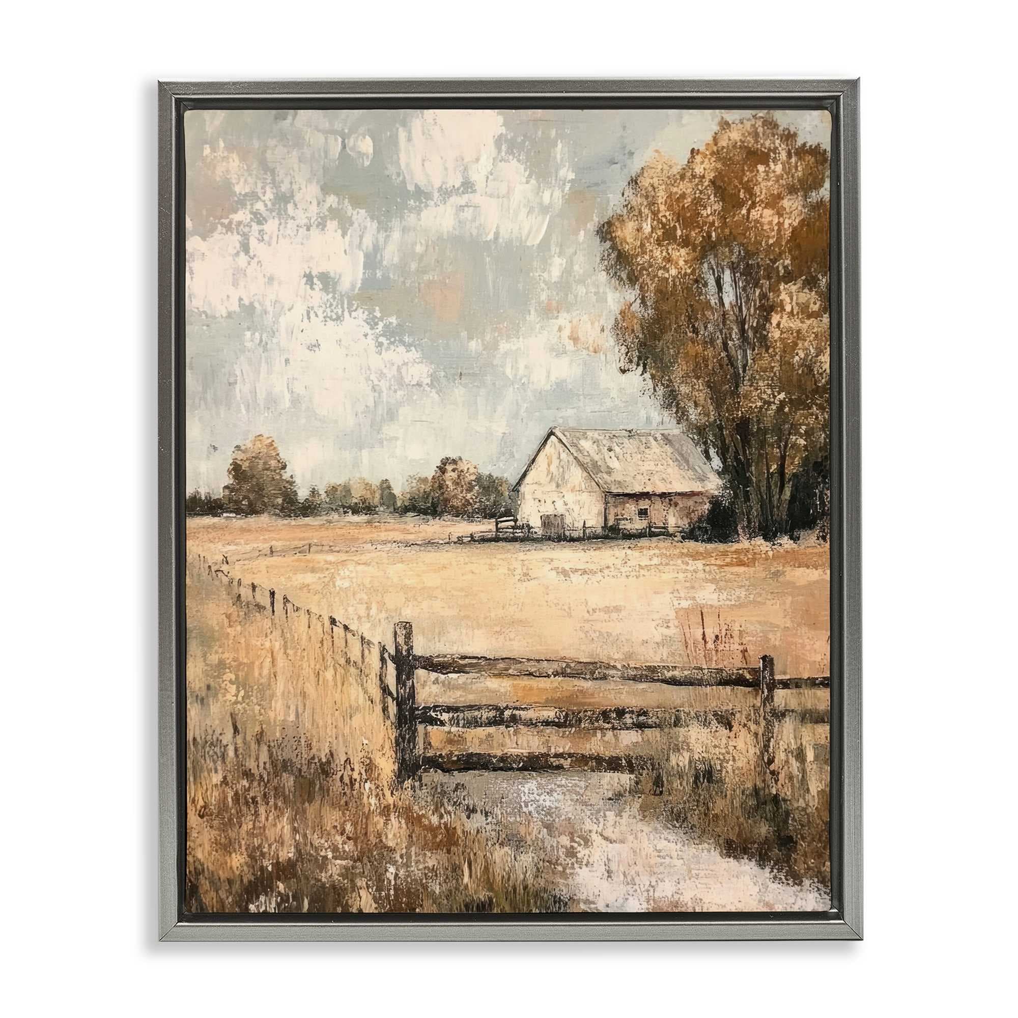 Stupell Industries BT-834-FFL-24X30 Fenced In Farm View Floating Frame design by Petal Prints Design