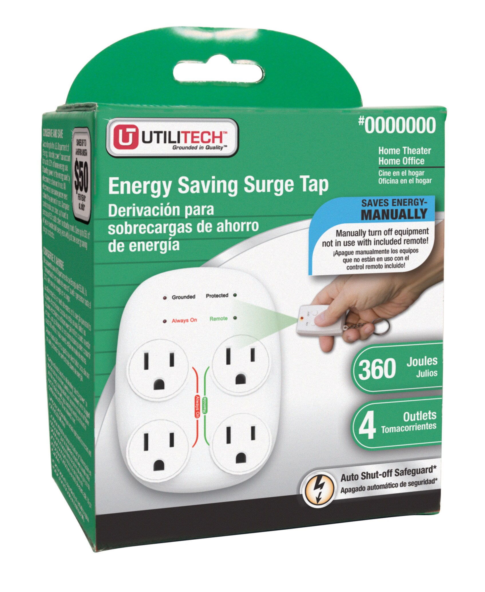 Utilitech UTPBRCS4 4-Outlet 360 Joules Surge Protector