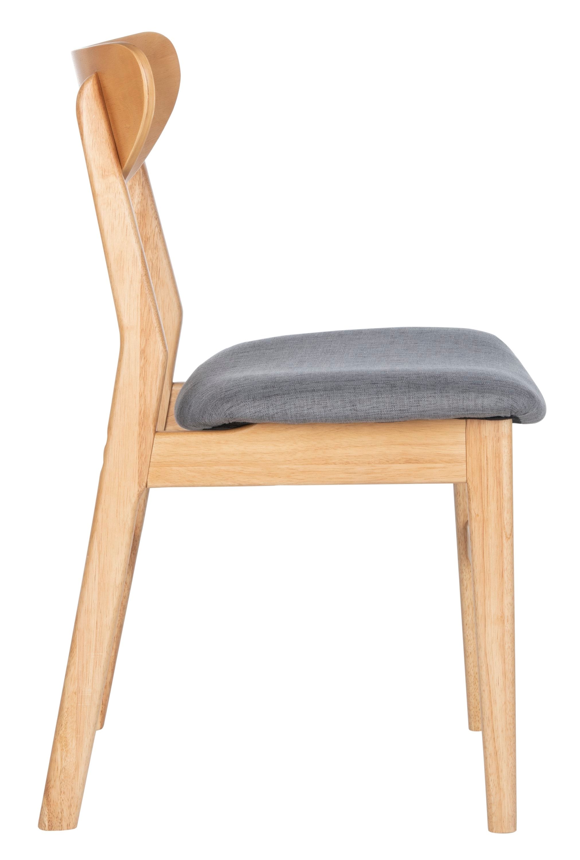 Transitional Gray-Brown Wood Upholstered Side Chair, Set of 2