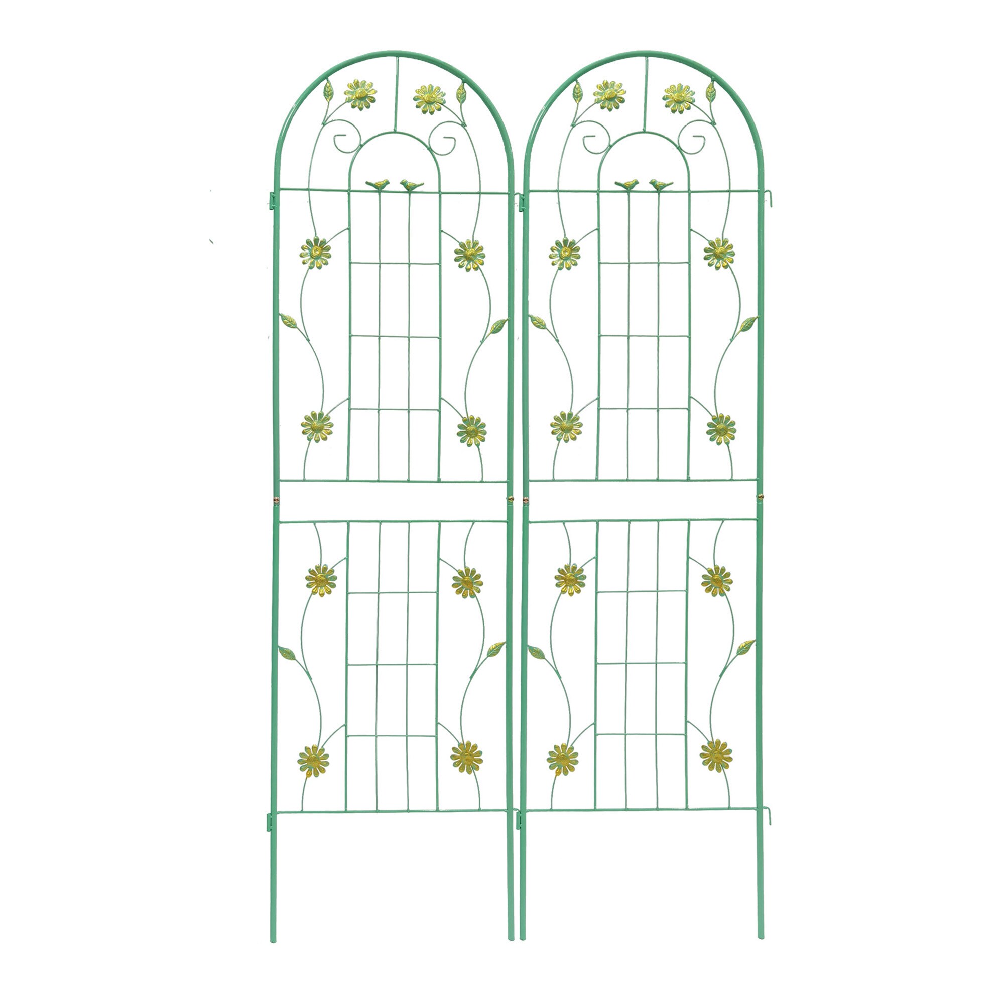 Kahomvis GDLIFE-QPT2-736 Garden Trellis 20-Inches W x 71-Inches H Green Iron Garden Trellis For Climbing Plants For Cucumbers For Roses For Tomatoes
