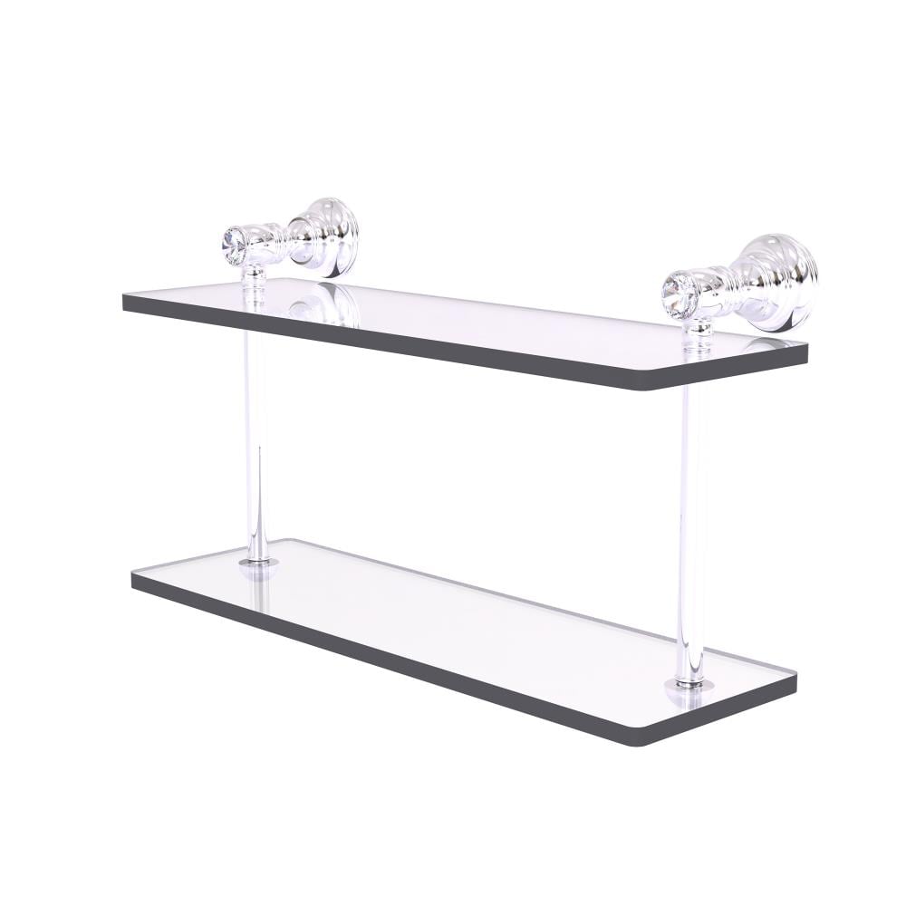 Allied Brass CC-2-16-PC Carolina Crystal Polished Chrome 2 -Tier Wall mount Bathroom Shelf ( 16-in x 9.2-in x 5-in )