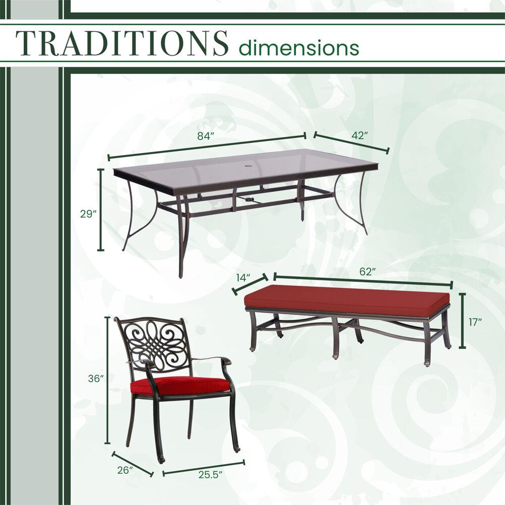 Hanover TRADDN7PCGBN-RED Patio-Dining-Sets - View #3