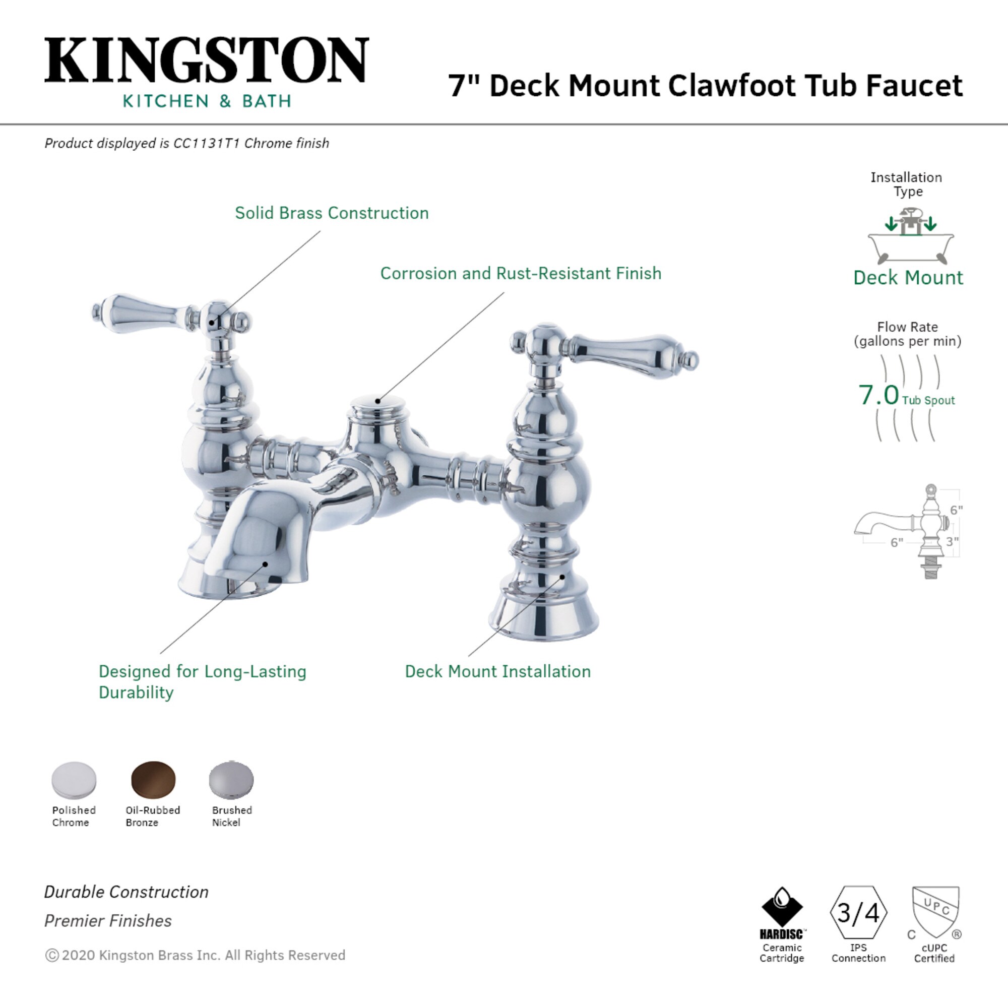 Kingston Brass WLCC1131T8 Roman-Tub-Faucets - View #2