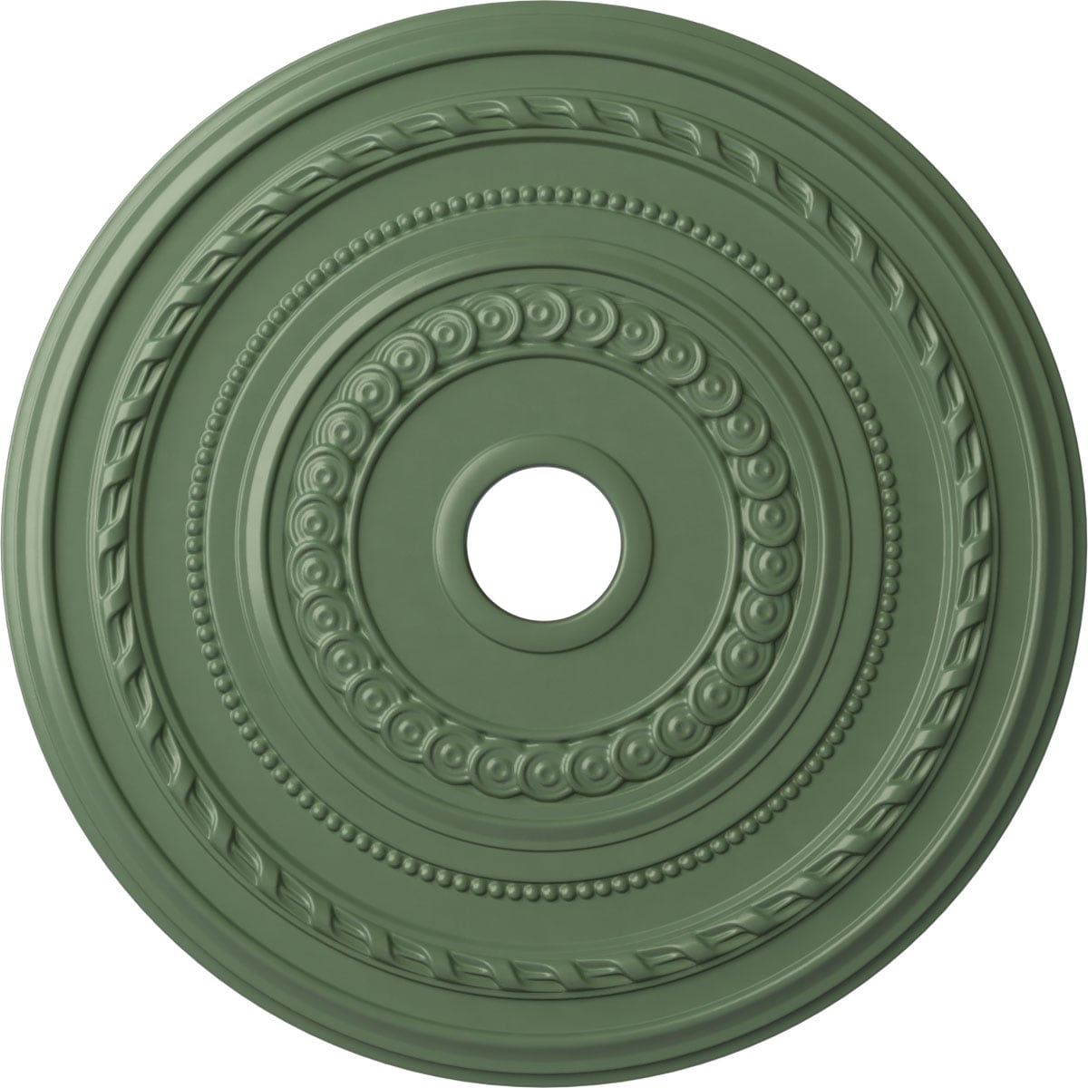 Ekena Millwork CM25COAGF Cole 25.375-in W x 25.375-in L Painted Athenian Green Polyurethane Whole Ceiling Medallion