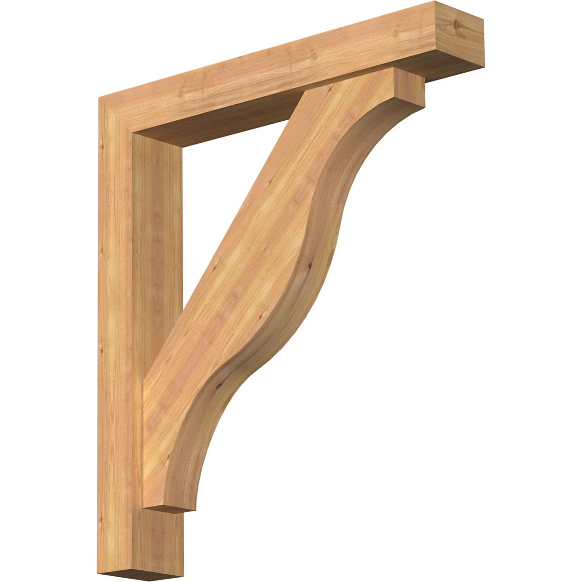 Ekena Millwork 1462359 Funston Block Smooth Bracket with Offset Brace 5-1/2-in x 32-in x 36-in Western red cedar Brown Wood Standard bracket