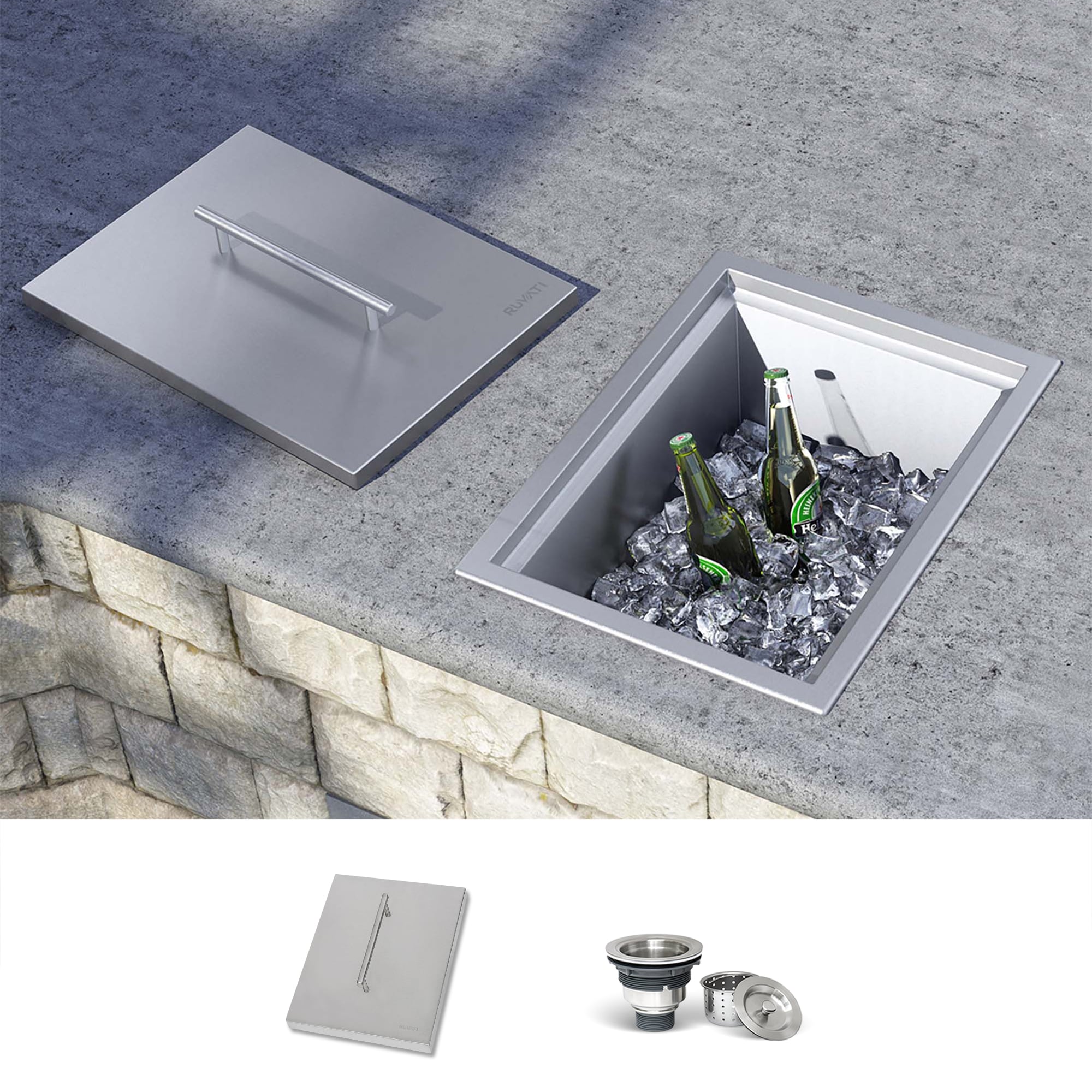 Ruvati RVQ6215 Merino 15-in W x 20-in D x 12-in H Modular Outdoor Kitchen Sink