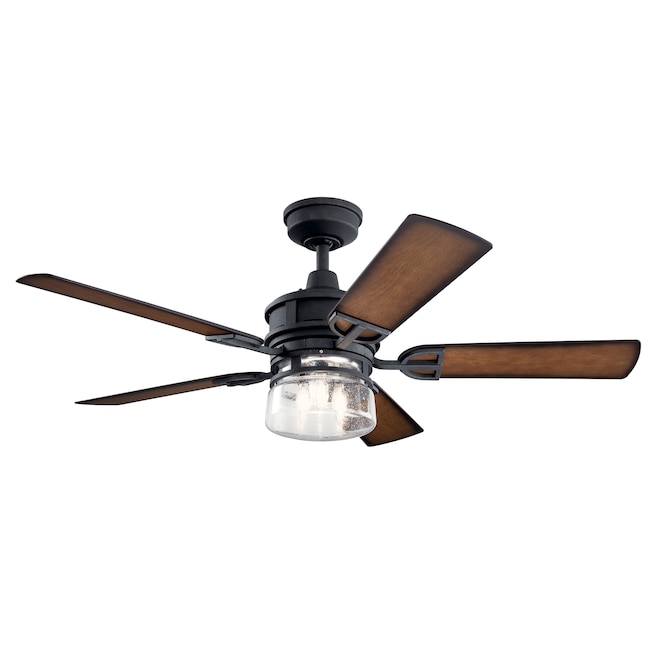 Kichler Lyndon Patio 52 In Distressed, Outdoor Oscillating Ceiling Fan With Light