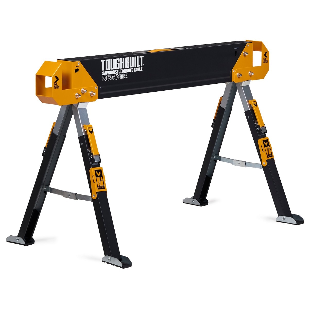 TOUGHBUILT C650 42.4-in W x 32.09-in H Adjustable Steel Saw Horse (1300-lb  Capacity) in the Saw Horses department at