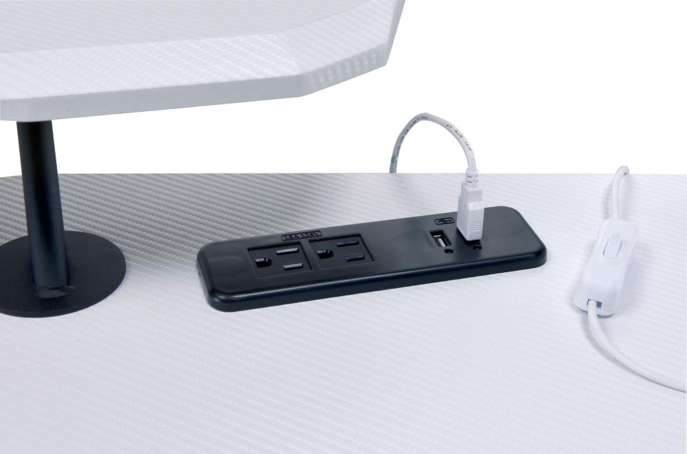 Ultimate Black Gaming Desk with Hutch, USB & Power Outlets