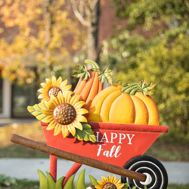 Glitzhome Durable Metal Pumpkin Yard Decoration - Outdoor Fall Decor ...