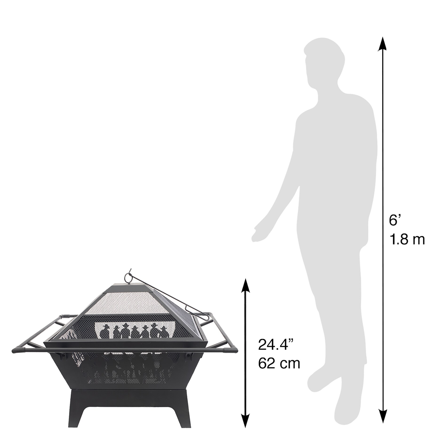 Blue Sky 31'' Black Steel Square Wood Fire Pit