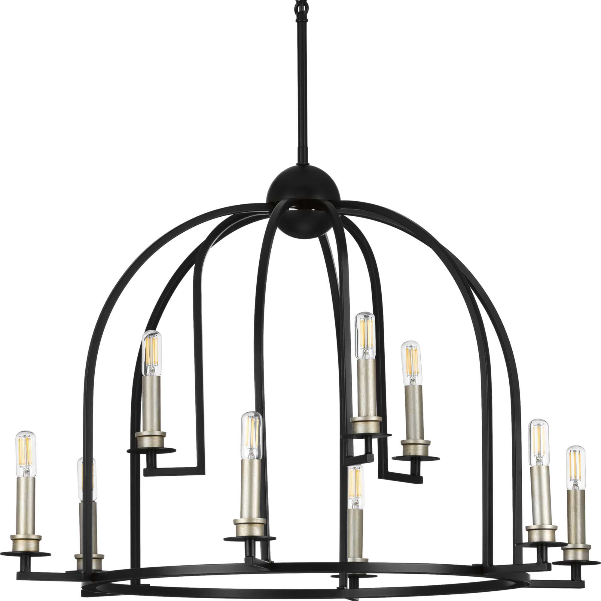 Progress Lighting Seneca 9-Light Matte Black Farmhouse Chandelier