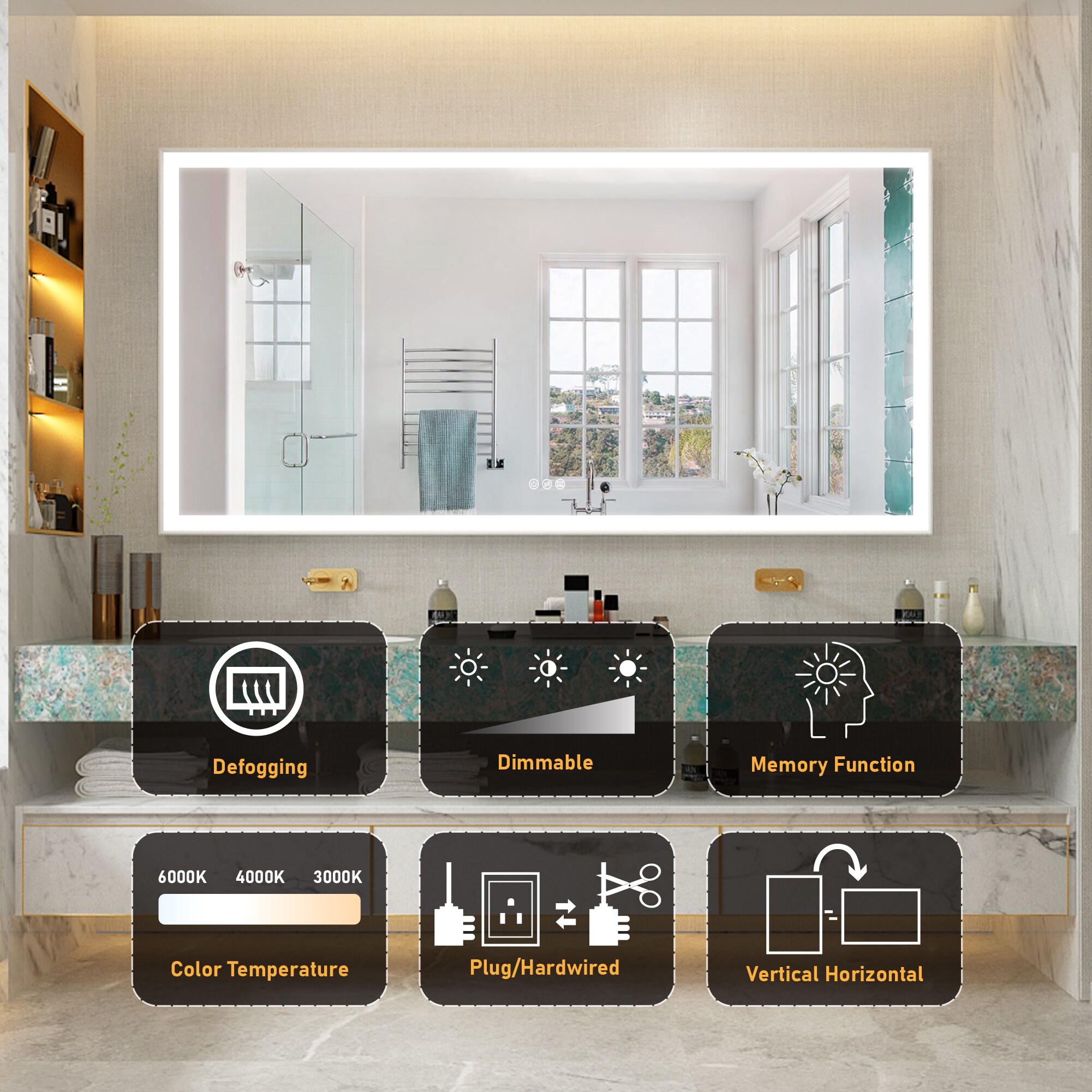WELLFOR M1FM8442WT Framed-Bath-Mirrors - View #9