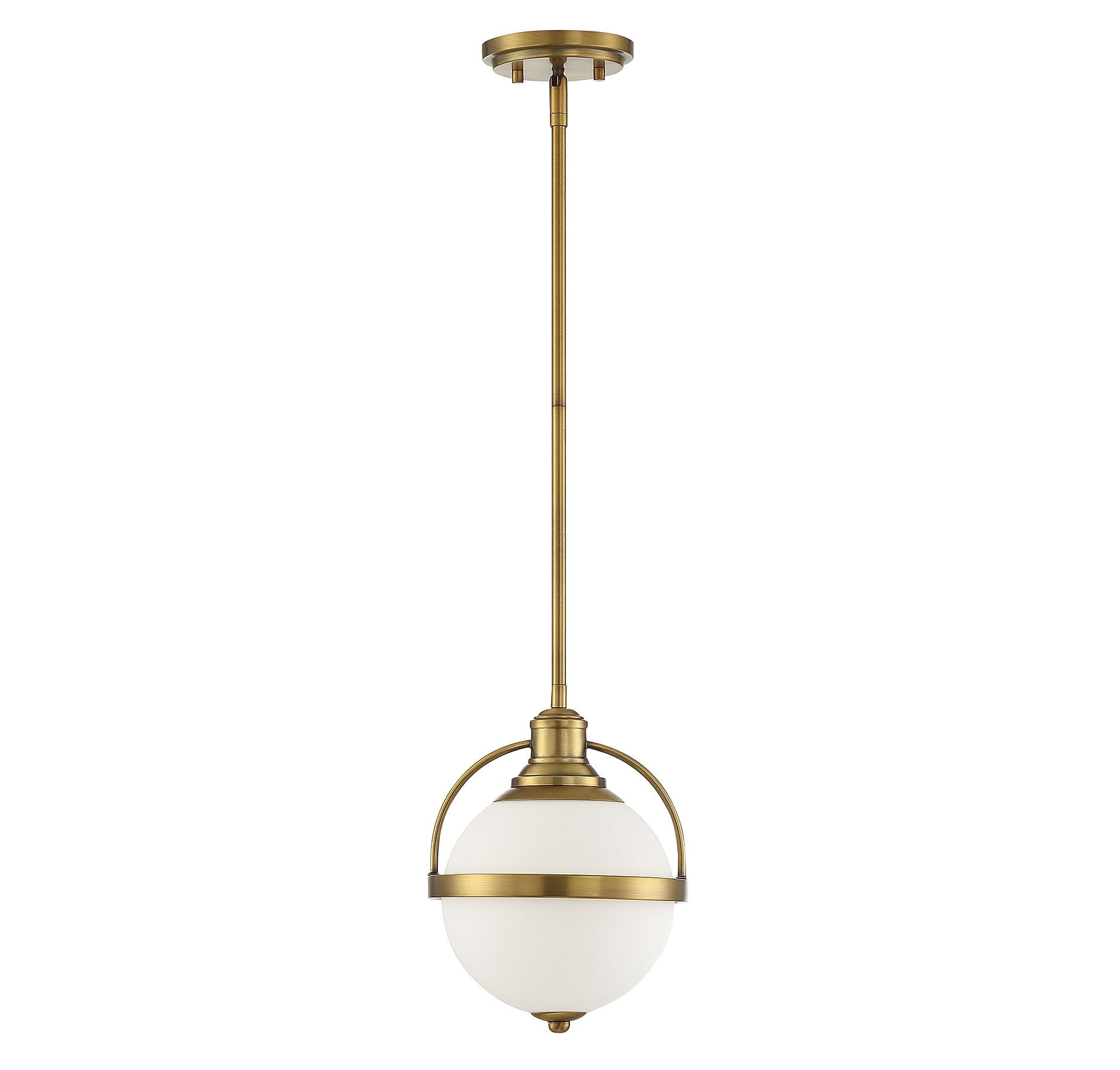 Westbourne Warm Brass Mini Pendant with White Opal Glass