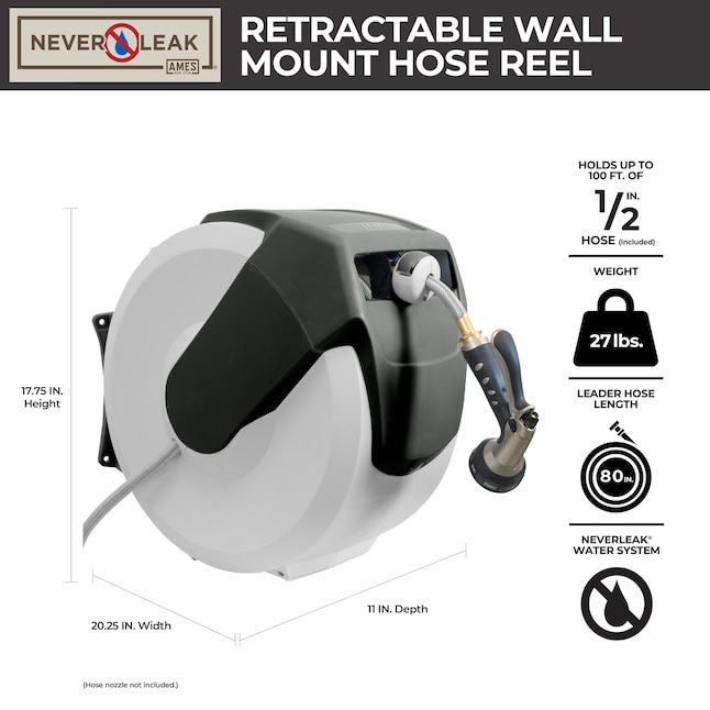 NeverLeak AutoWinder Plastic 100-ft Wall-mount Hose Reel in the