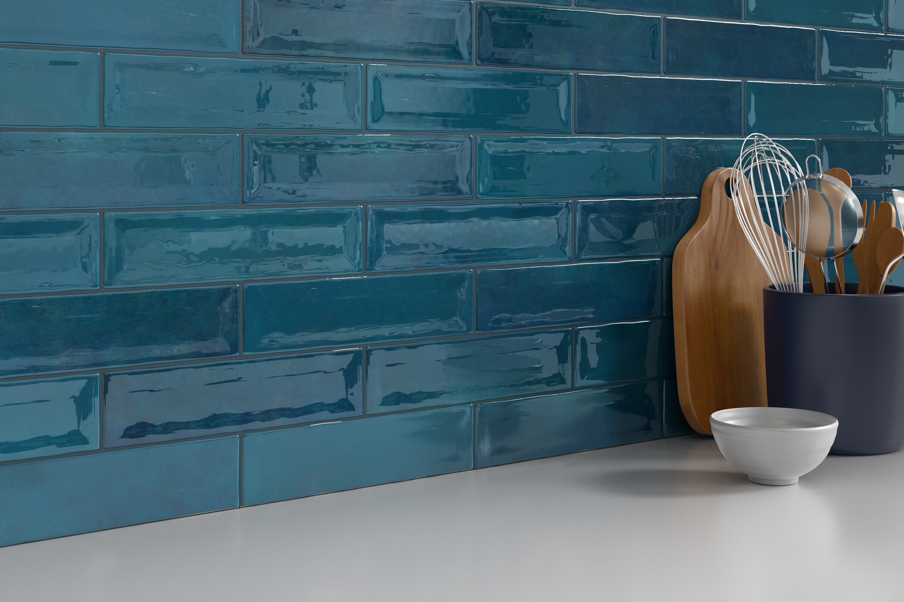 Emser Raku Blue 3-in x 12-in Glossy Ceramic Brick Look Wall Tile (6.05 ...