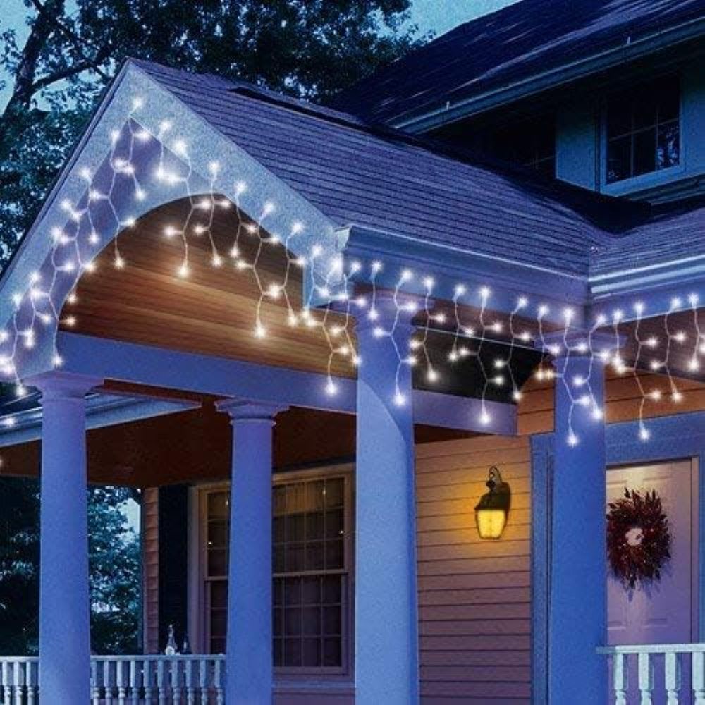 Etokfoks 360 LED Icicle String Lights 29.5ft 60 Drops 8 Lighting Modes ...