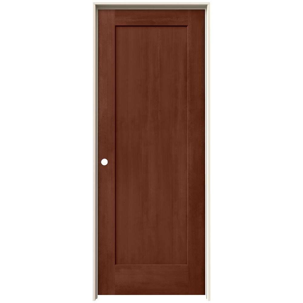 JELD-WEN LOWOLJW222200746 24-in x 80-in Amaretto Hollow core 1-panel square Right hand Smooth Stained Molded composite Flat Jamb Single Prehung Interior Door