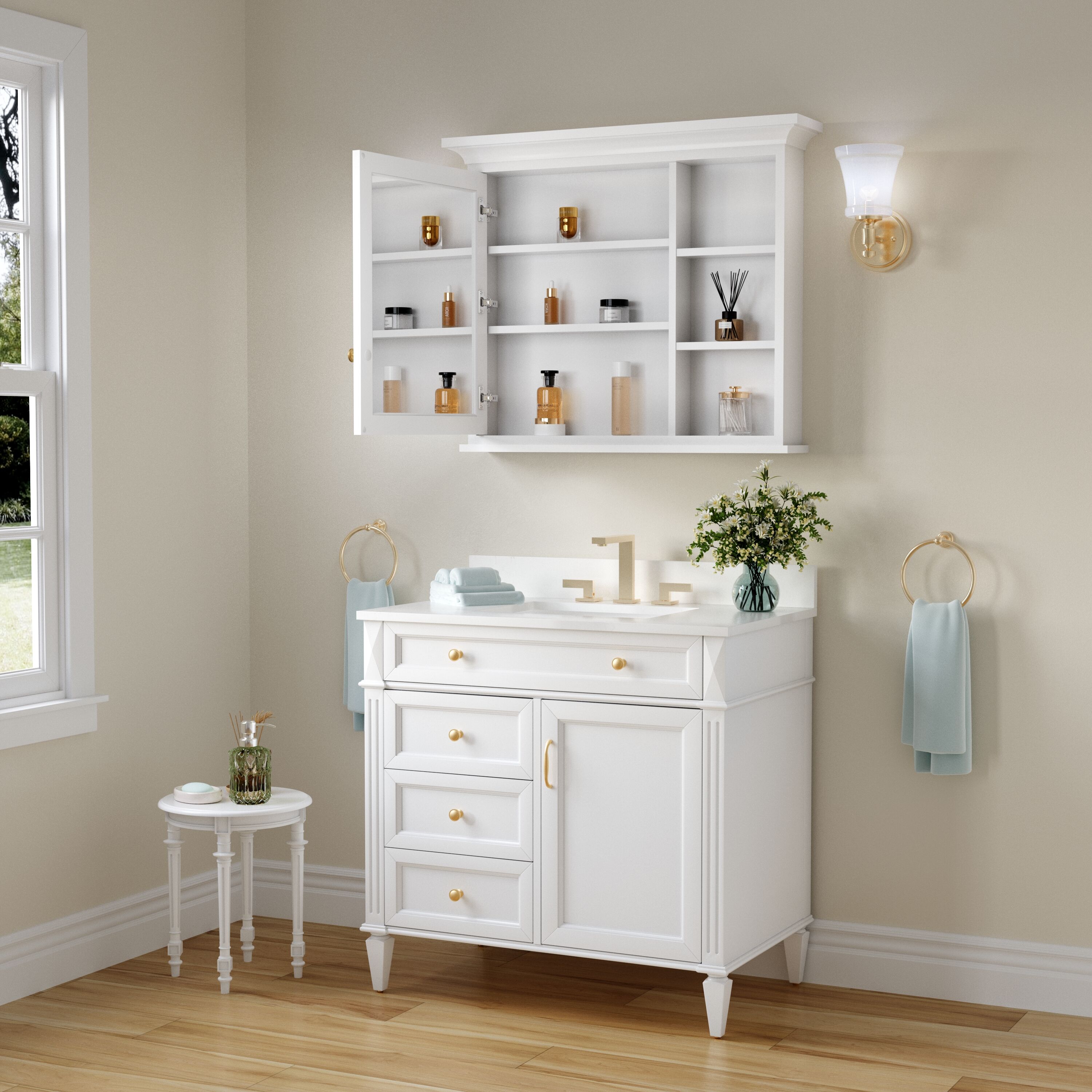 WELLFOR UCS-3630MC-WT Bathroom-Wall-Cabinets - View #8