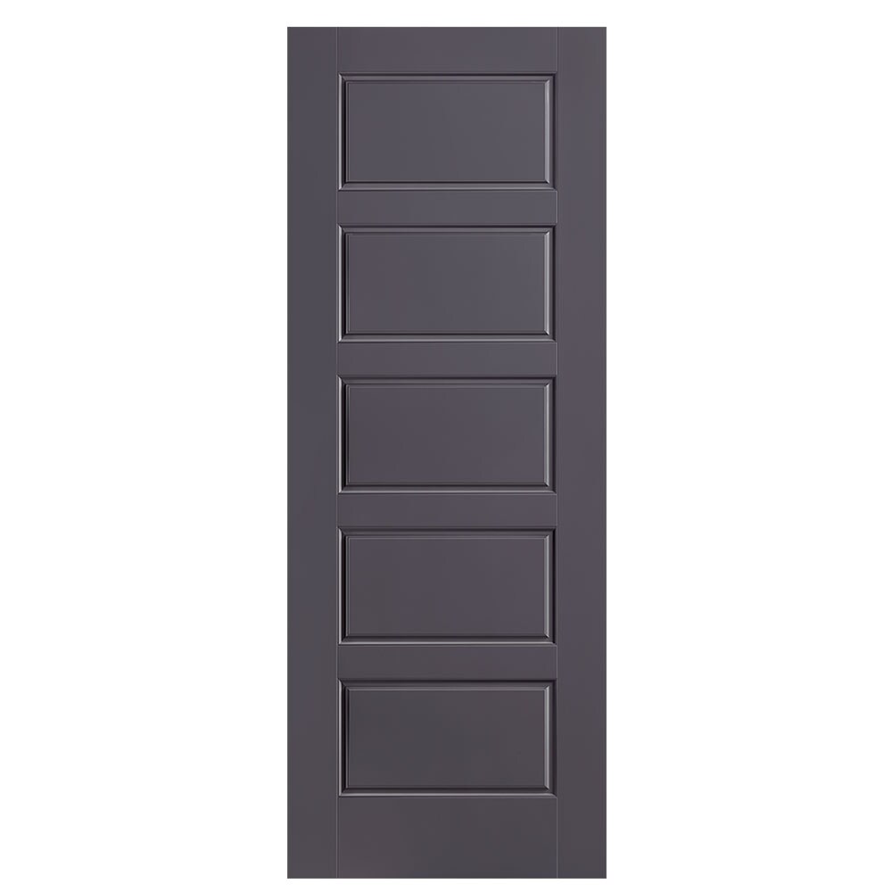 Masonite 1444590 Riverside 30-in x 80-in Slate 5-panel equal Smooth Solid core Prefinished Molded composite Slab Door
