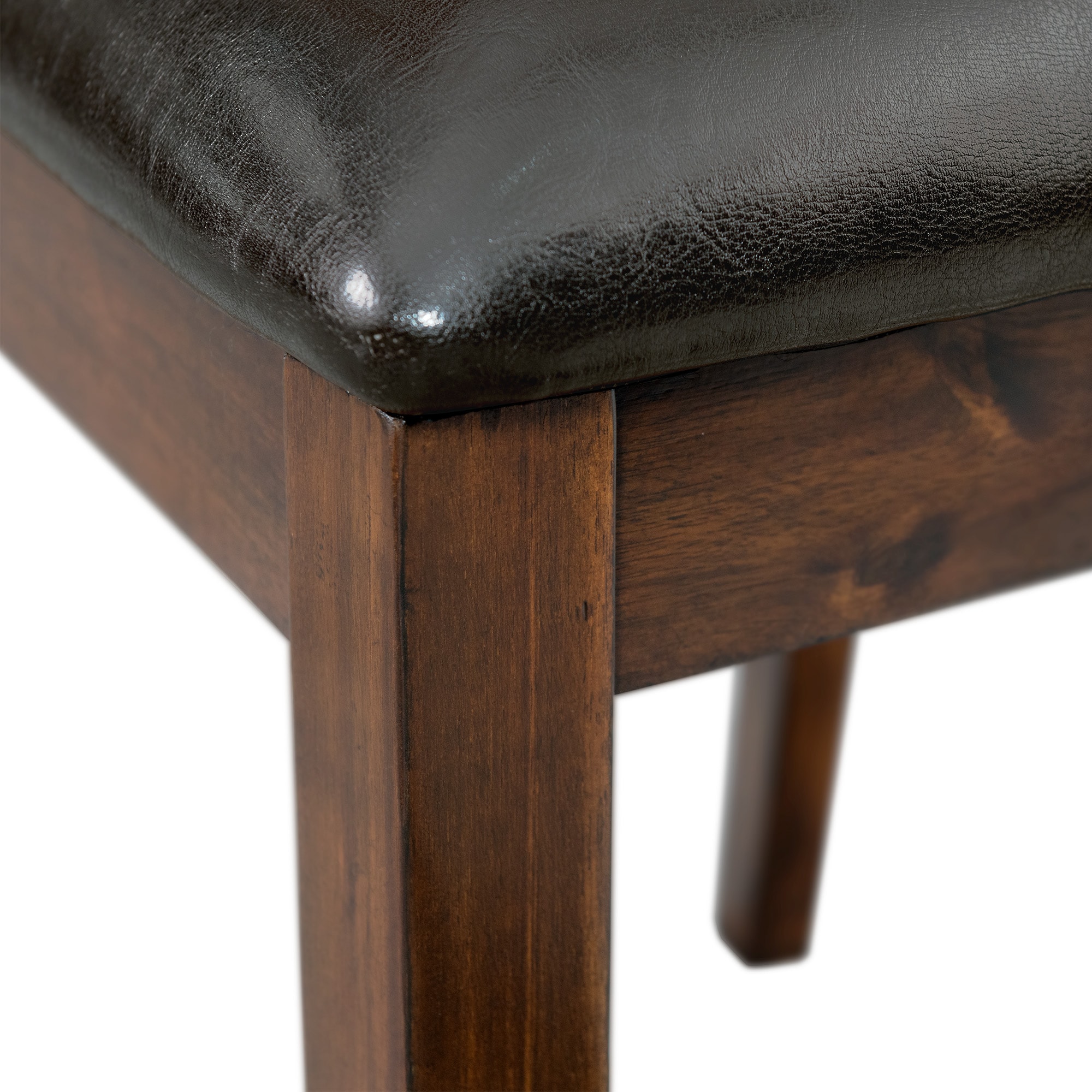 Cherry Faux Leather Upholstered Cross Back Side Chair Set