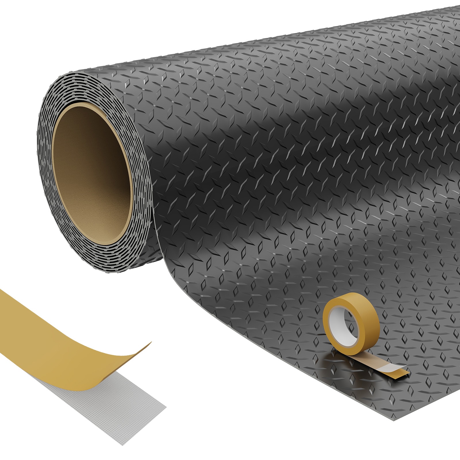Garvee 7.5x17 ft Garage Floor Mat Roll Thickened Diamond Plate PVC Floor Protector Mat with Double Sided Tape Waterproof Garage Car Parking Mats for Compact SUVS Sports Car #TXNKMABAE62R3