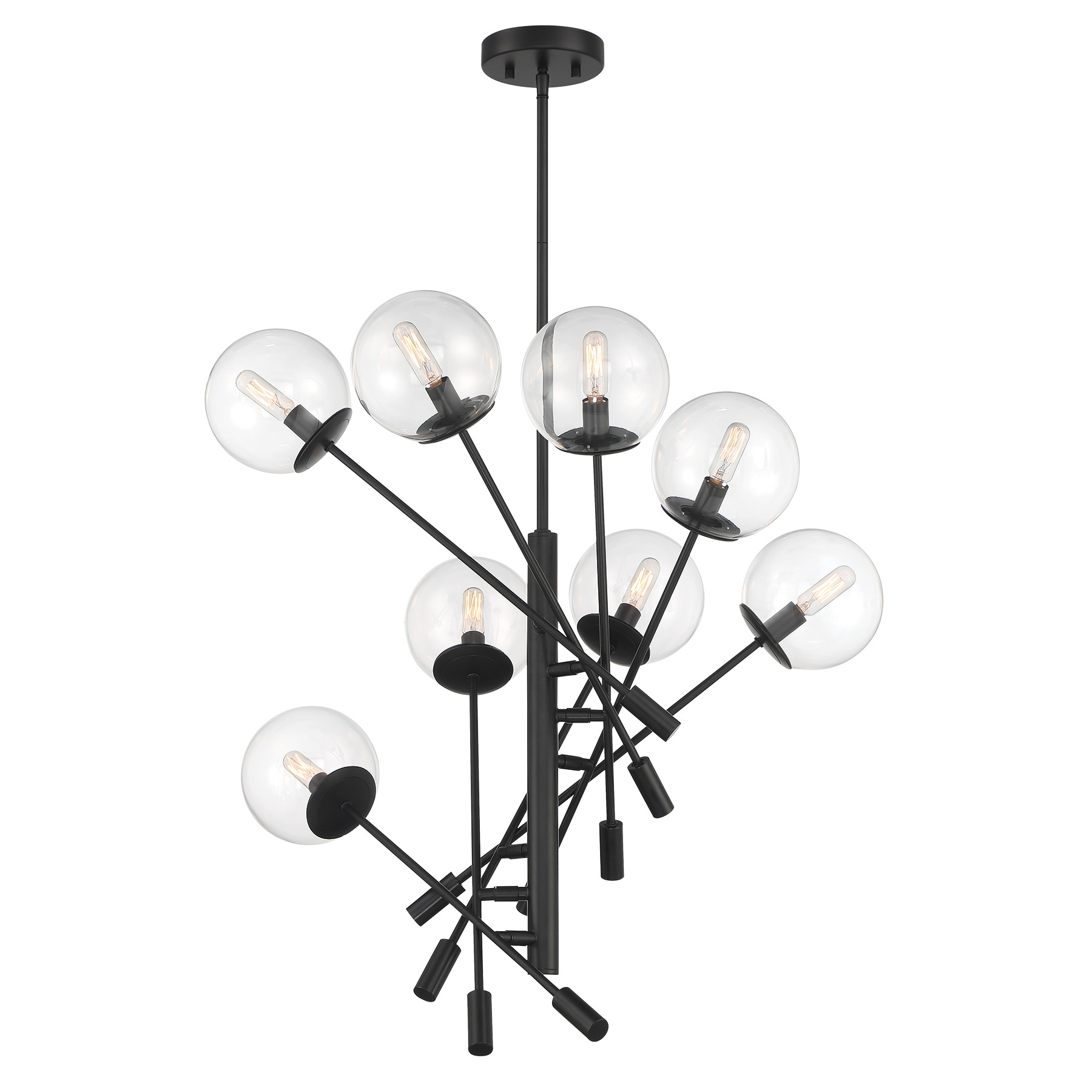 Coal Black 8-Light Globe Pendant with Clear Glass Shades