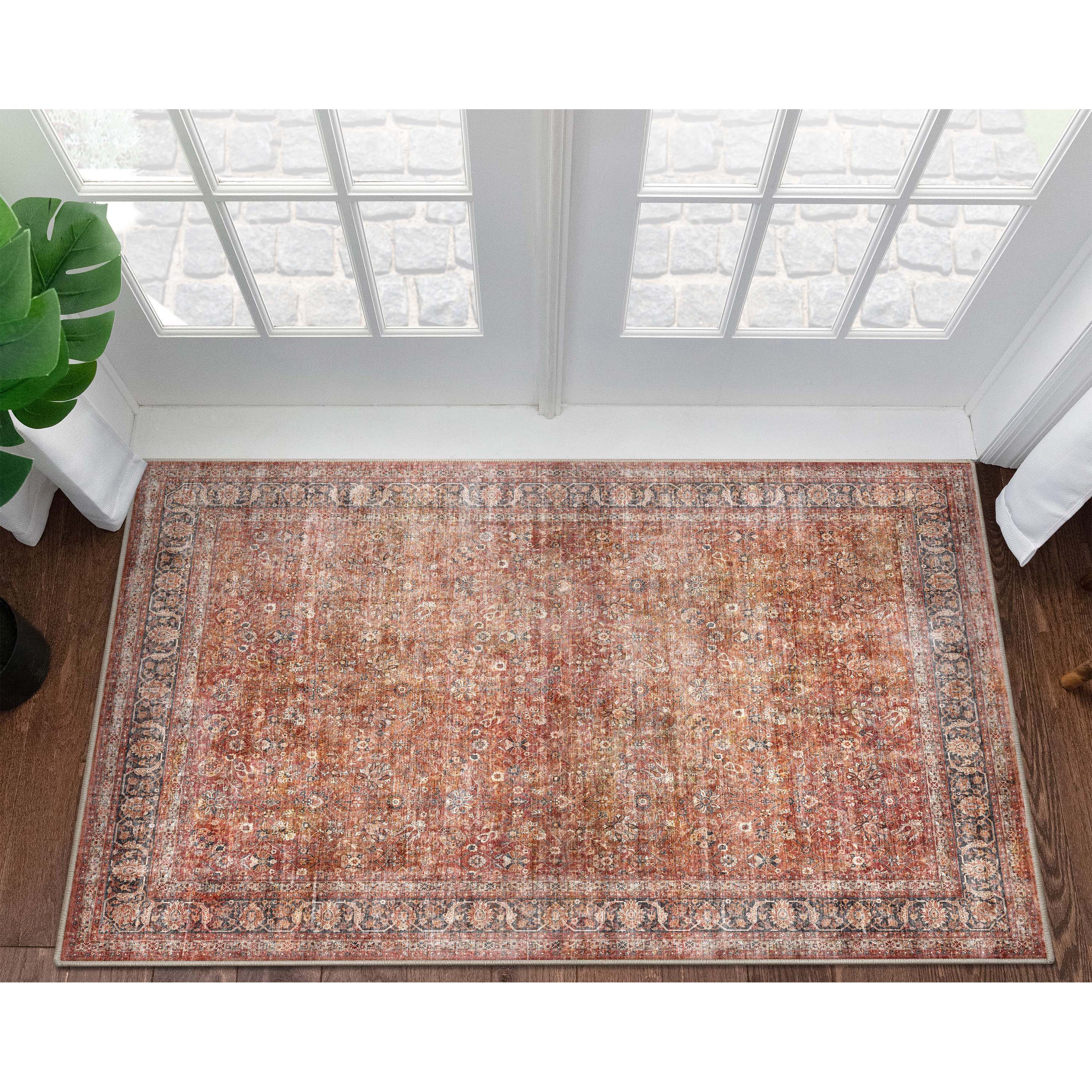 Well Woven W-AS-07B-4 Asha 3 x 5 (ft) Flatweave Polyester Red Rectangular Indoor Floral/Botanical Vintage Area rug