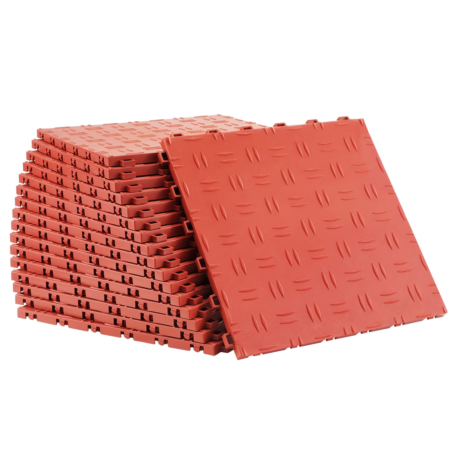 Tinyhomie Garage Tiles Interlocking 12 x 12 x 0.53 inch 50 Pack Garage Floor Covering Tiles Non-Slip Double-Sided Texture Garage Flooring Tiles for Garages Basements Repair Shops Red