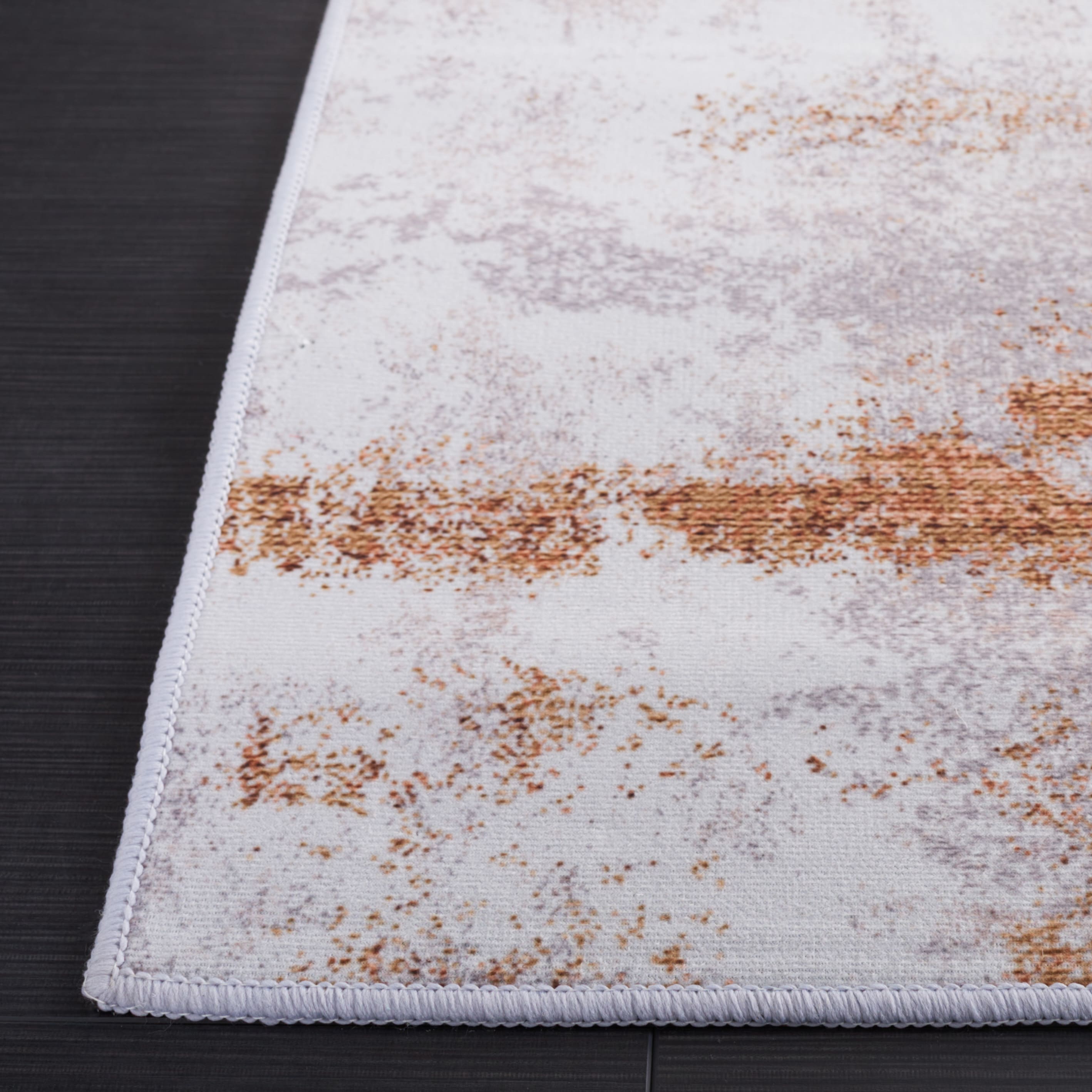 Gray and Rust Abstract Synthetic 4' x 6' Area Rug